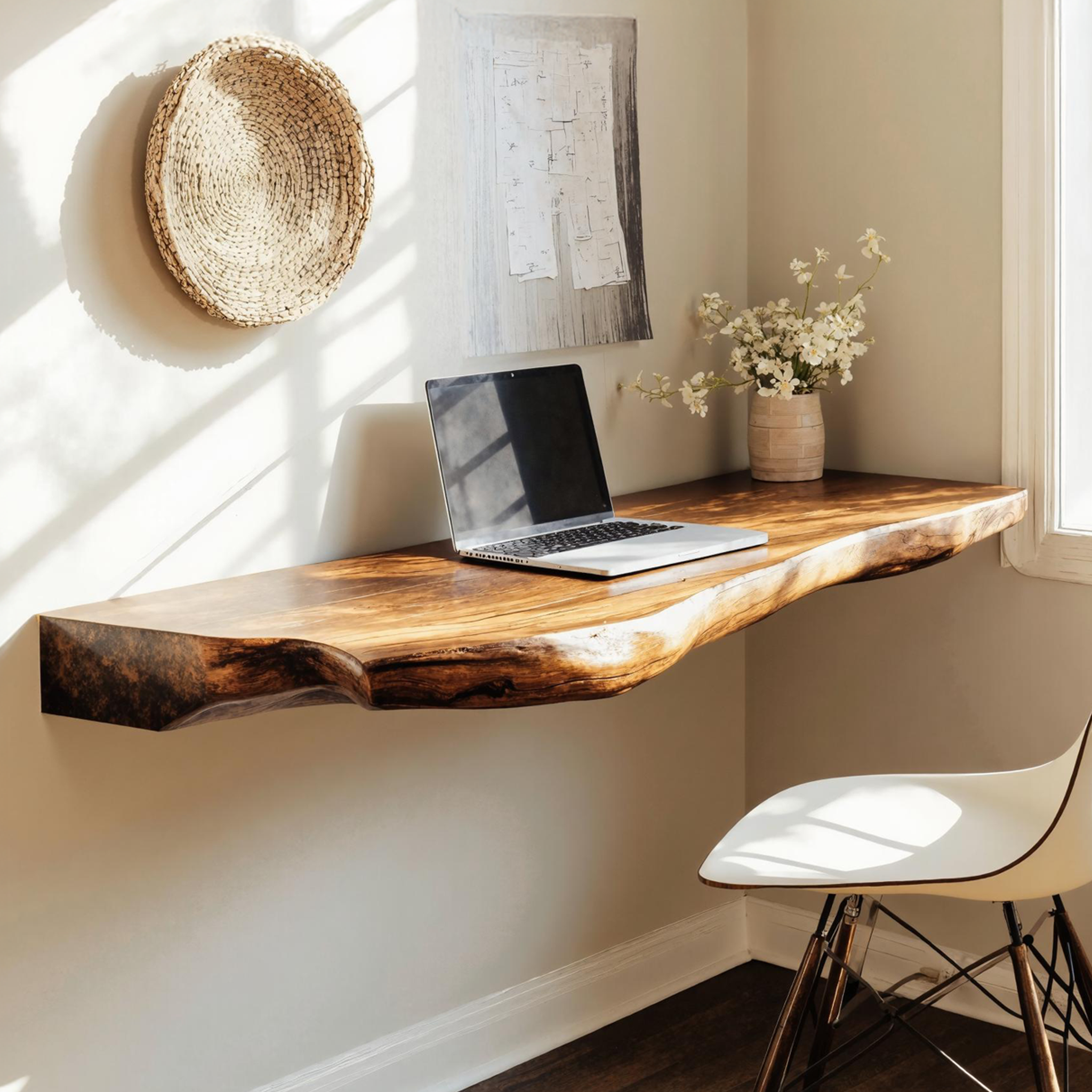 Rustic Wooden Floating Table For Beautiful Bedroom Setup SILDTFLD038