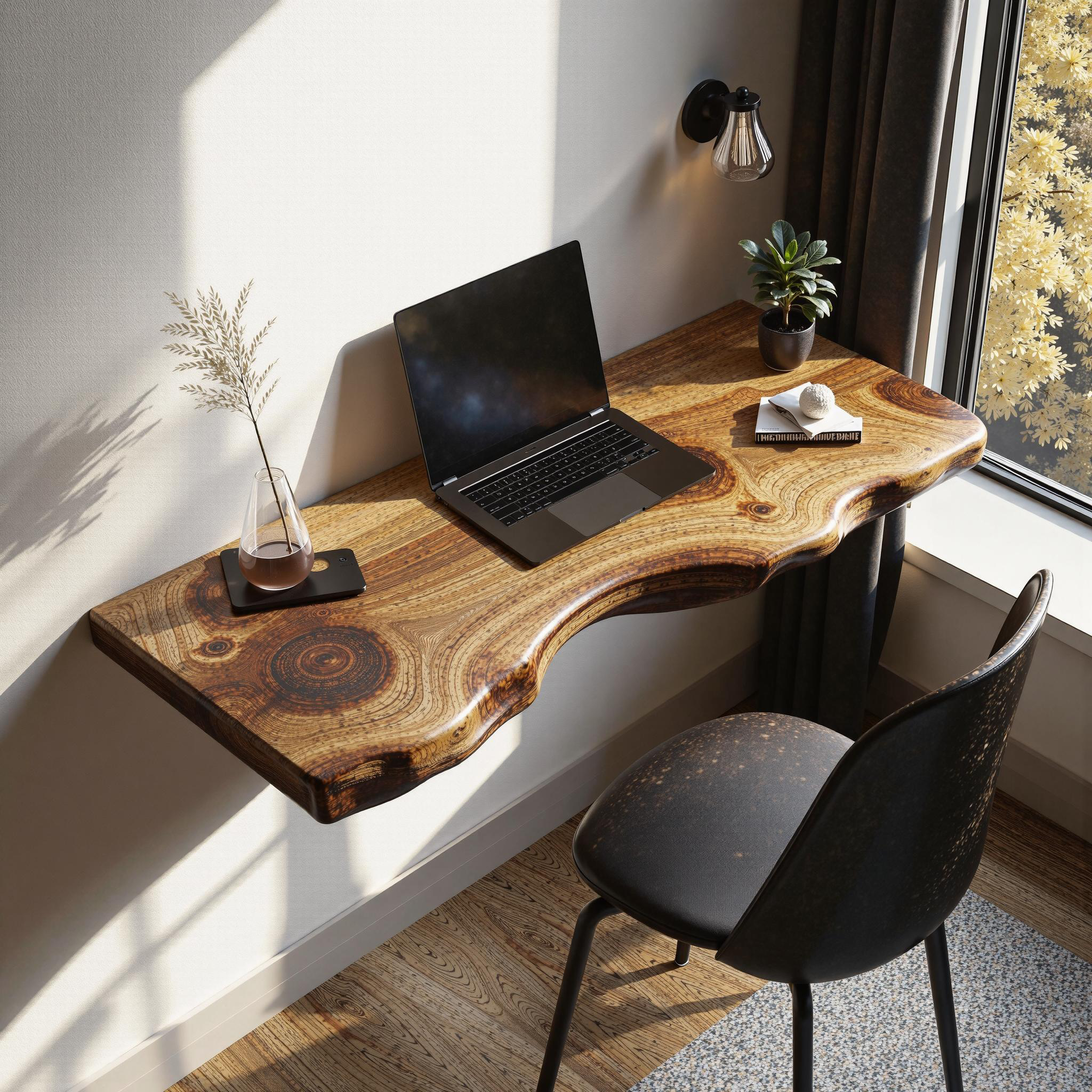 Rustic Solid Wood Floating Desk For Bedroom Furniture SILDTFLD002