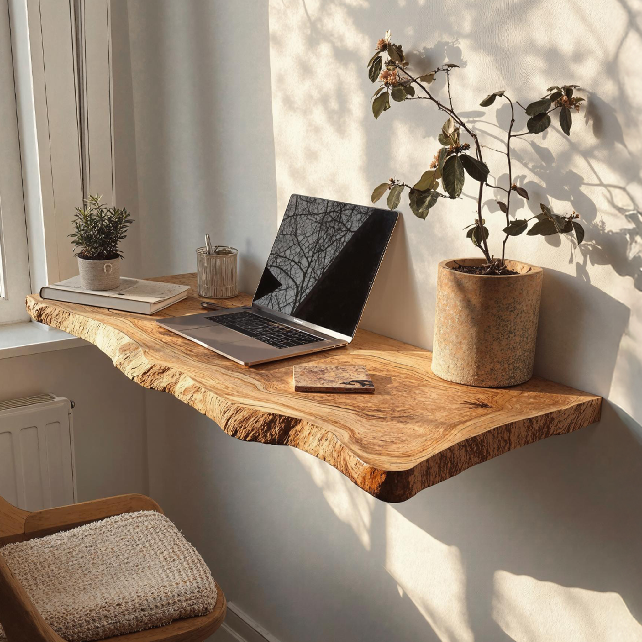 Farmhouse Solid Wood Floating Desk For Sophisticated Furniture Layout SILDTTRFLD007