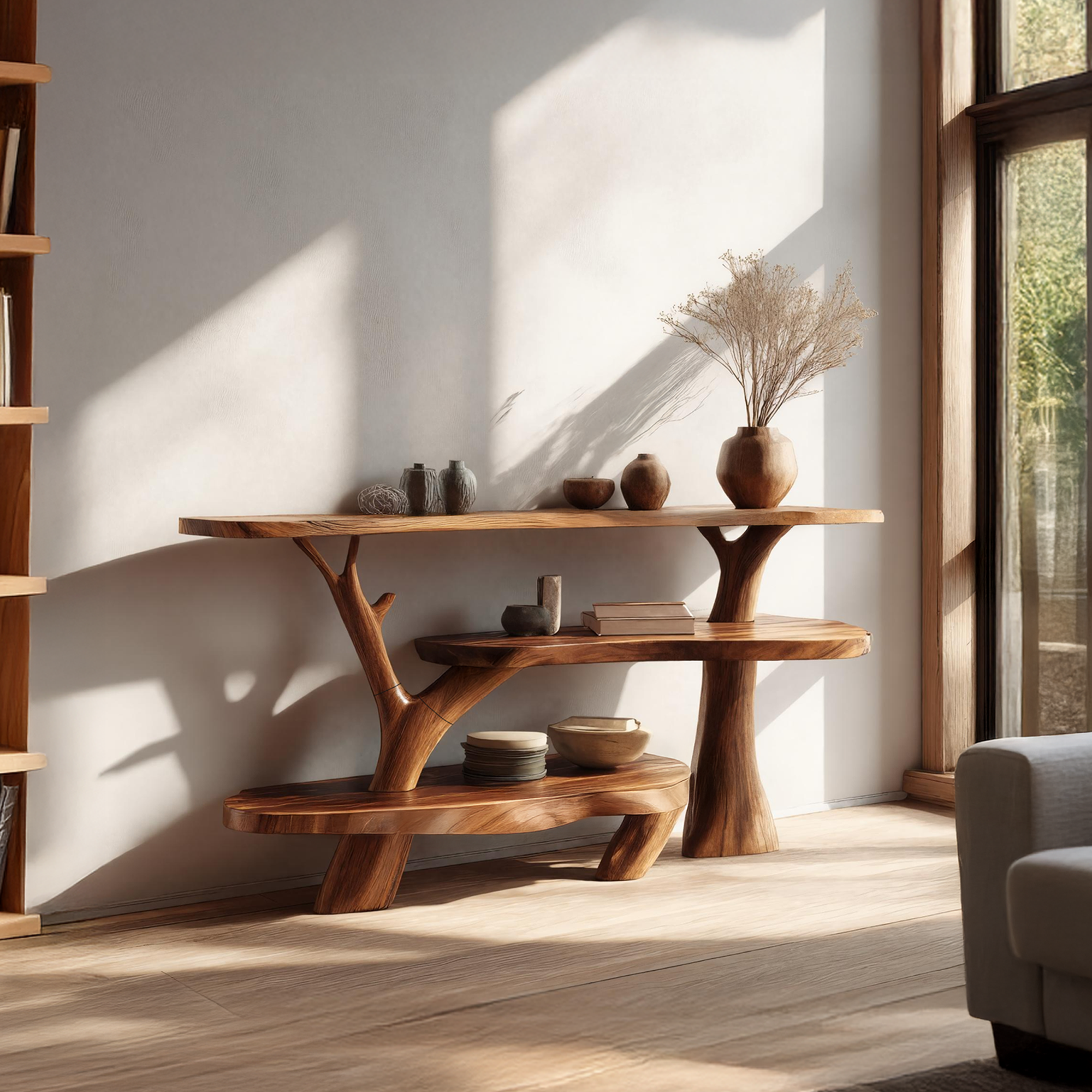 Handcrafted Live Edge Entryway Table For Bedroom Furniture Design SILDTTRCS038