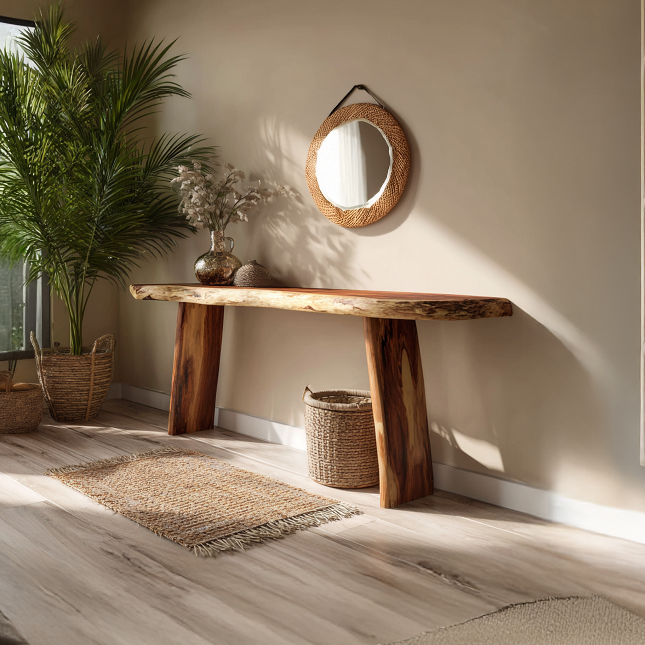 Handcrafted Live Edge Entryway Table For Bedroom Furniture Style SILDTTRCS030