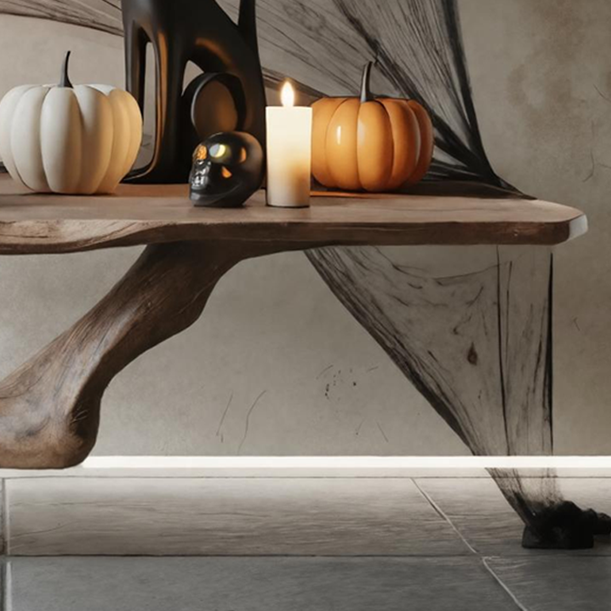 Modern Wooden Live Edge Console Table For Entryway Design Halloween Theme SILDTTRHCS004