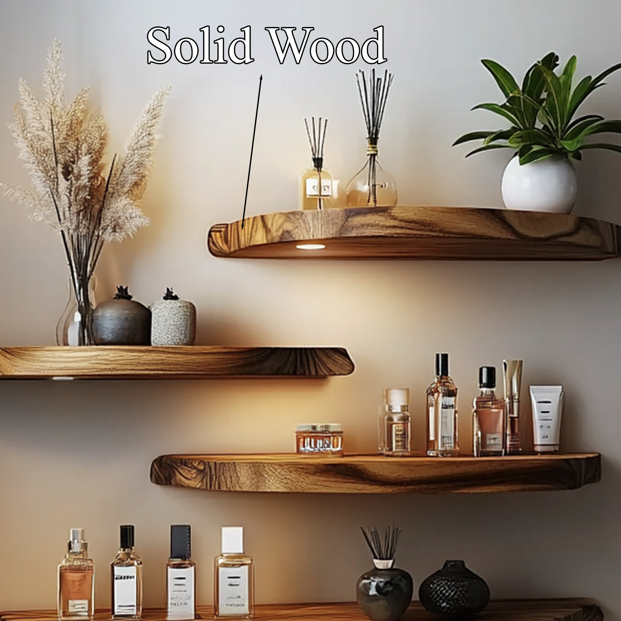 Floating Wall Shelves Custom Solid Wood Decor Living Room Gift Sets SINLFL062