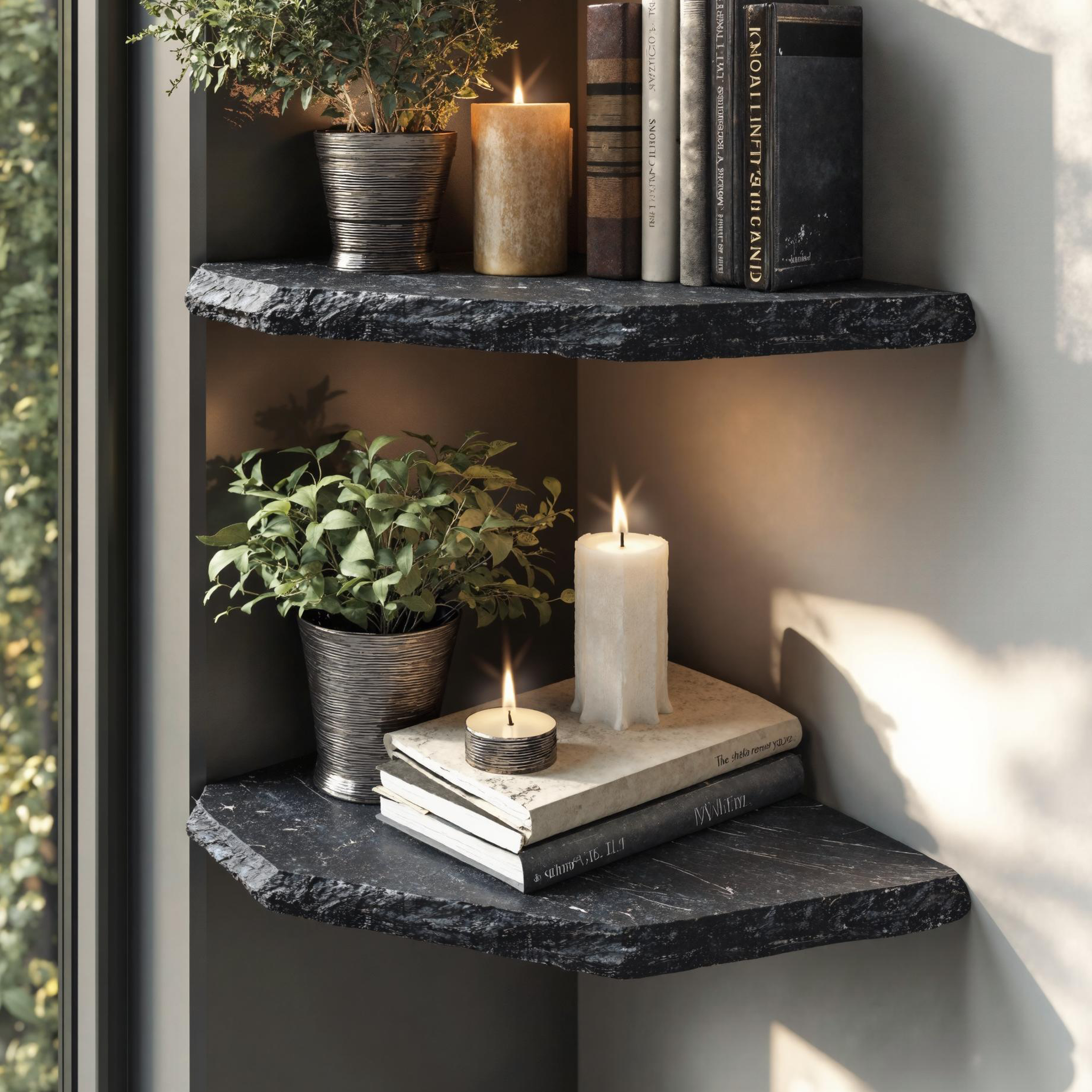 Handcrafted Natural Wood Corner Shelf For Home Organization SILDTCN077