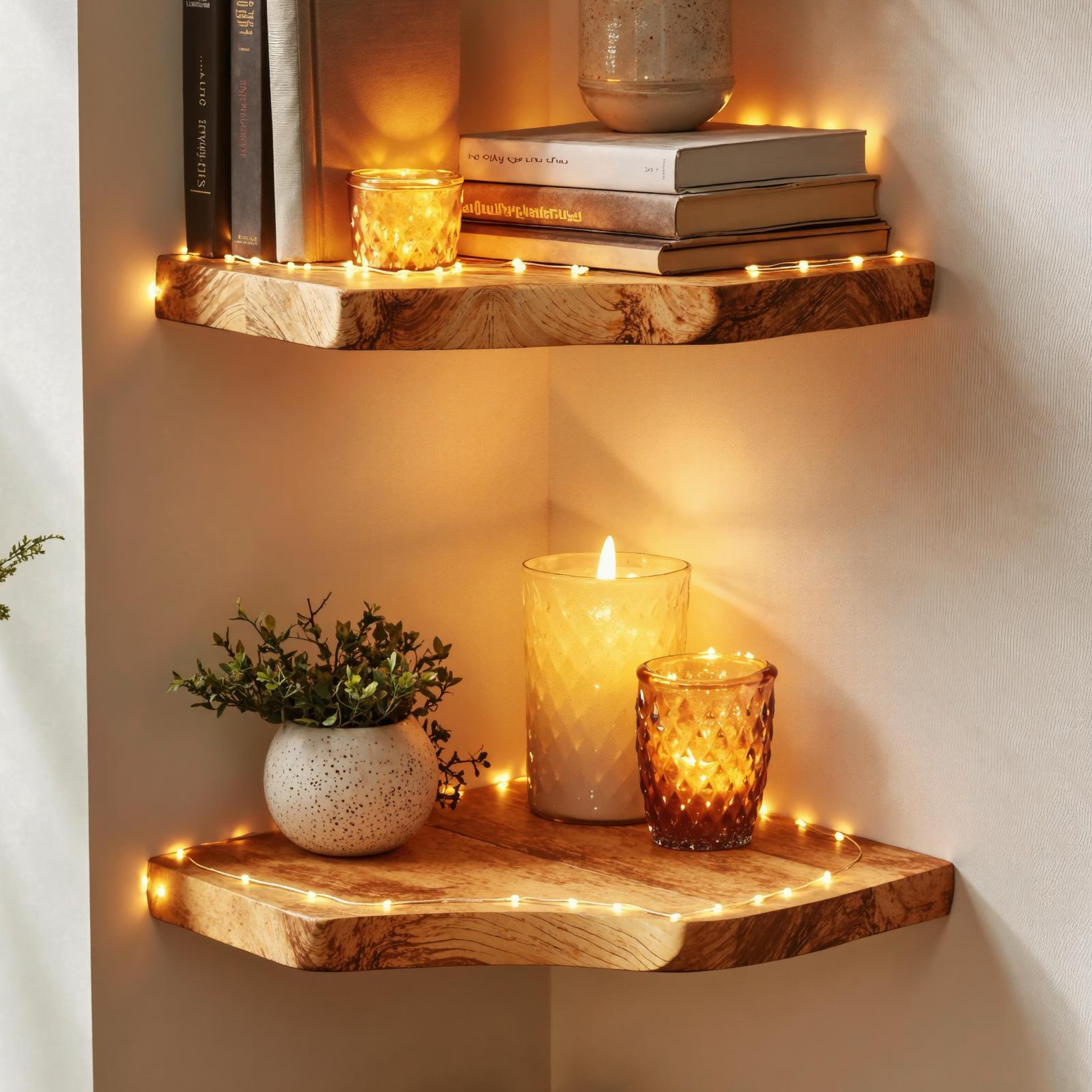 Natural Wood Corner Shelf For Farmhouse And Cottage Style SILDTCN085