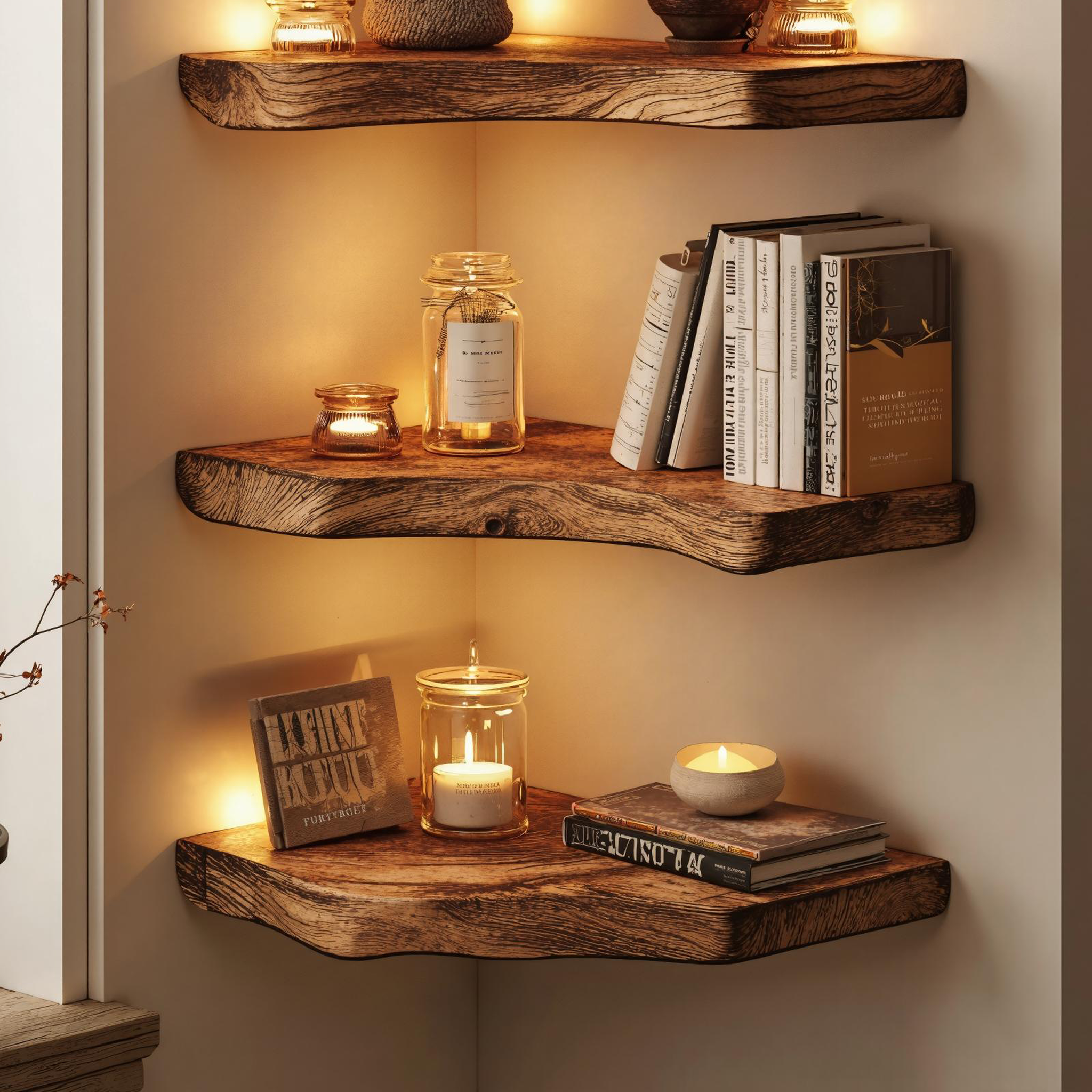 Natural Wood Corner Shelf For Chic Home Storage Solutions SILDTCN081