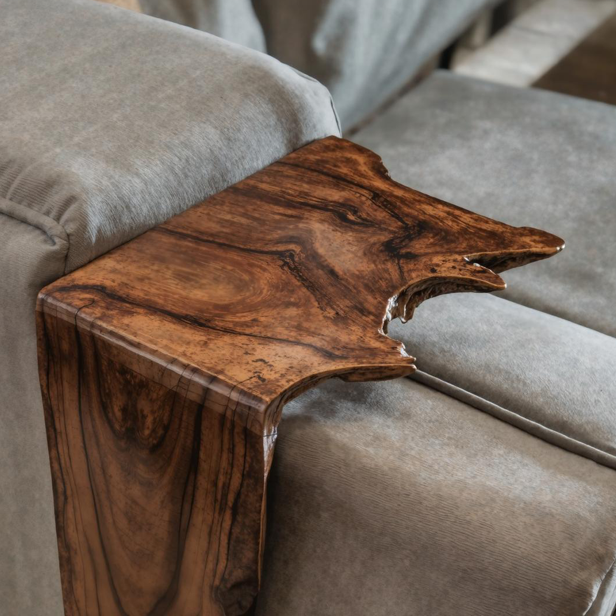 Handcrafted Sofa Armrest Table With Rustic Charm SILDTAR004