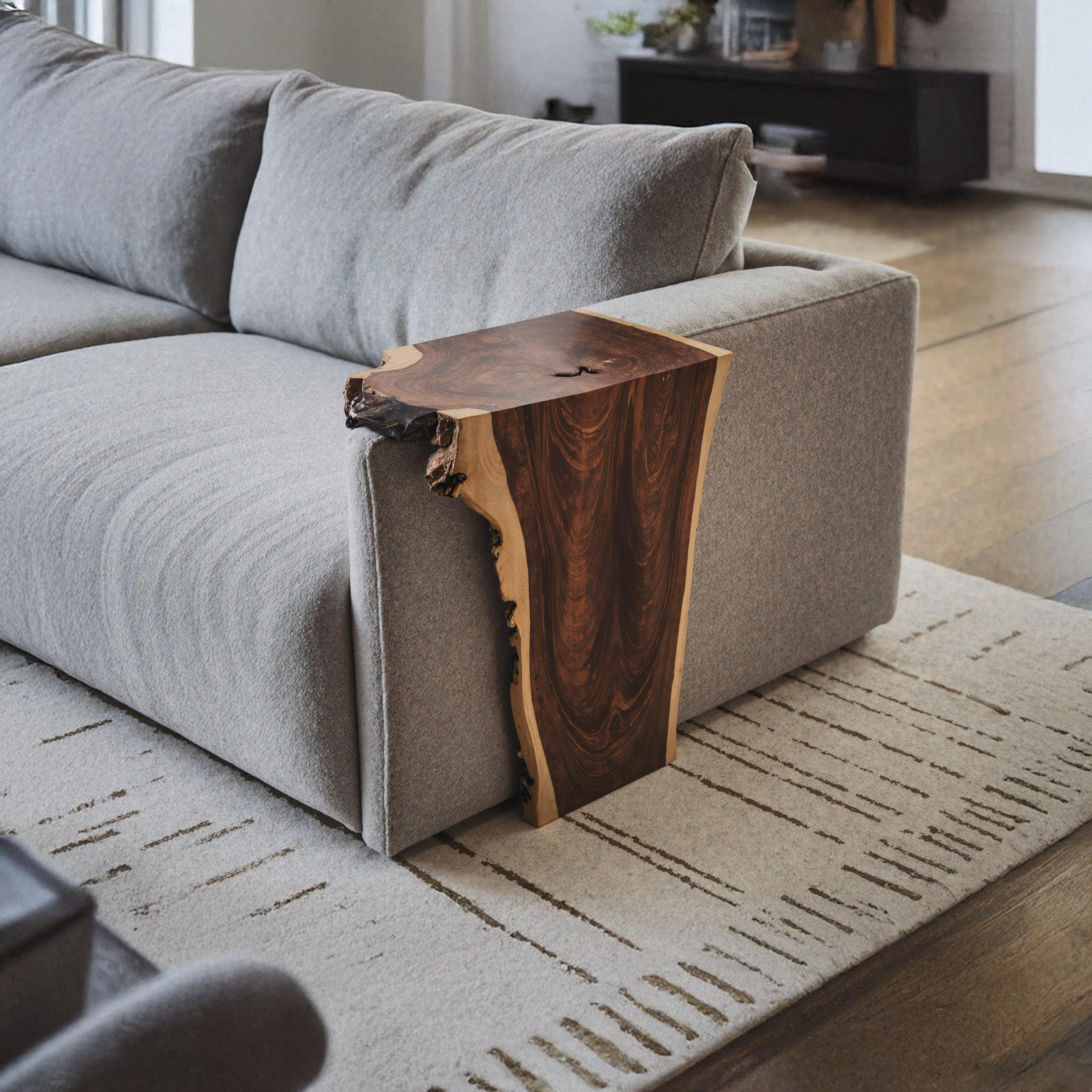 Solid Wood Armrest Table For Sofa With Handcrafted Design SILDTAR006