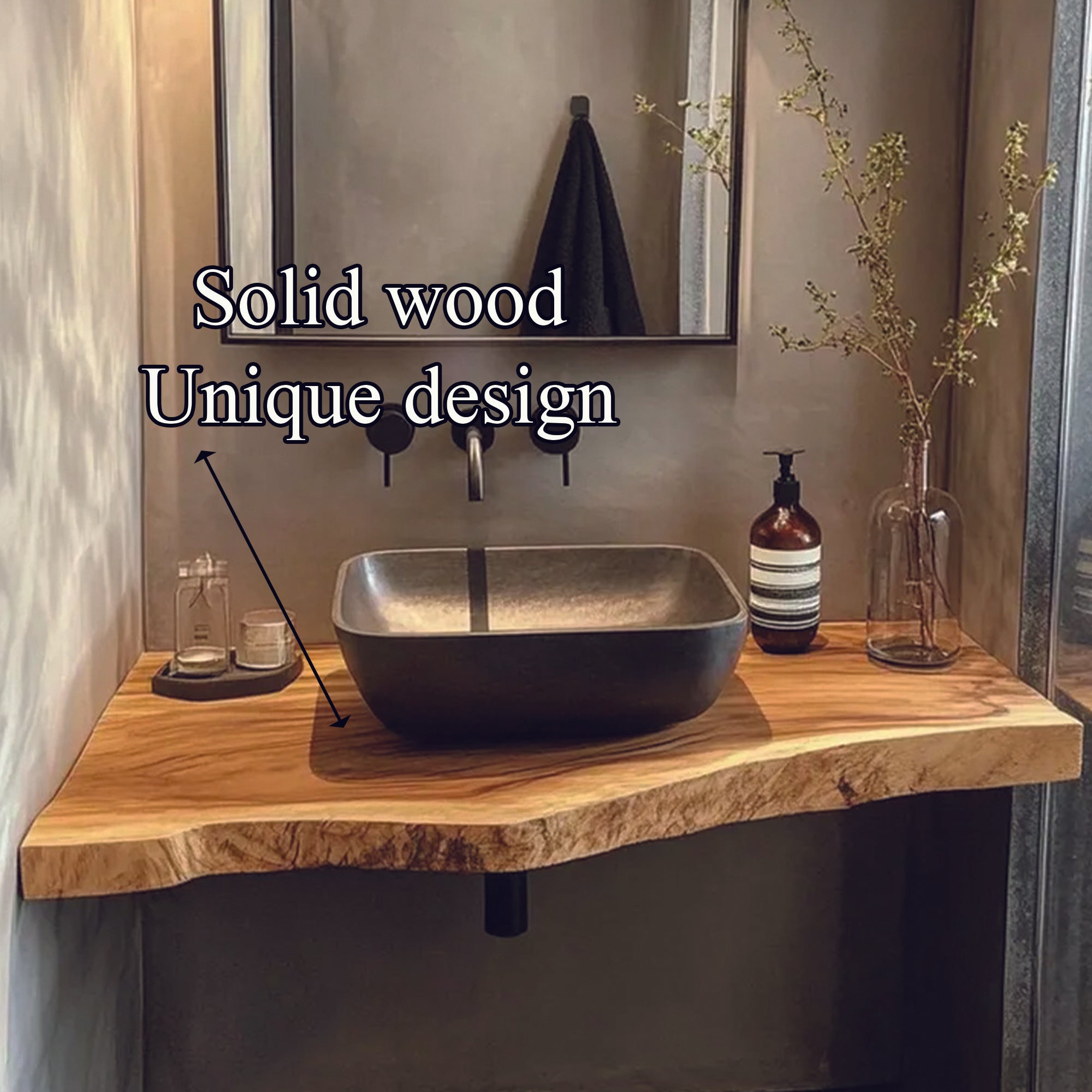 Rustic Minimalist Wooden Vanity Shelf Bedroom SINLBRV044