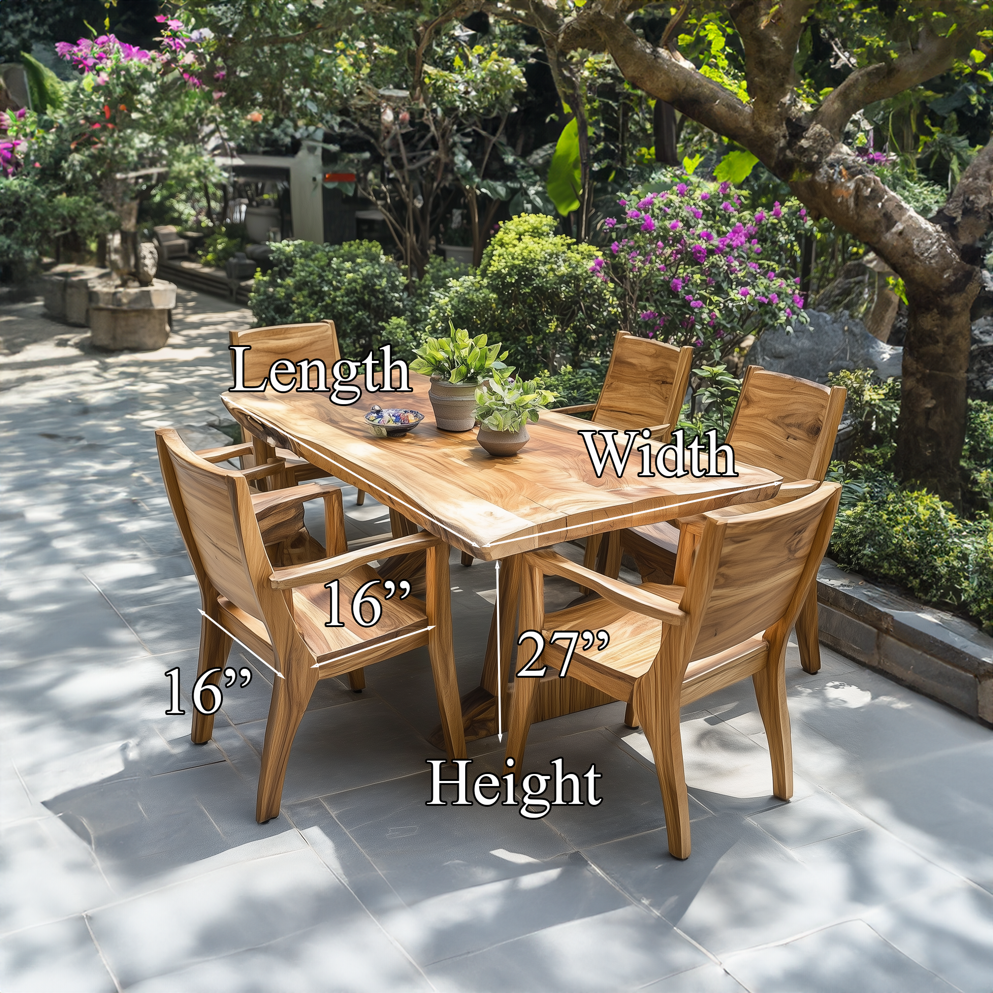 Family Dining Set Garden Dining Table Handcrafted Decor Garden Gift SINLDT016