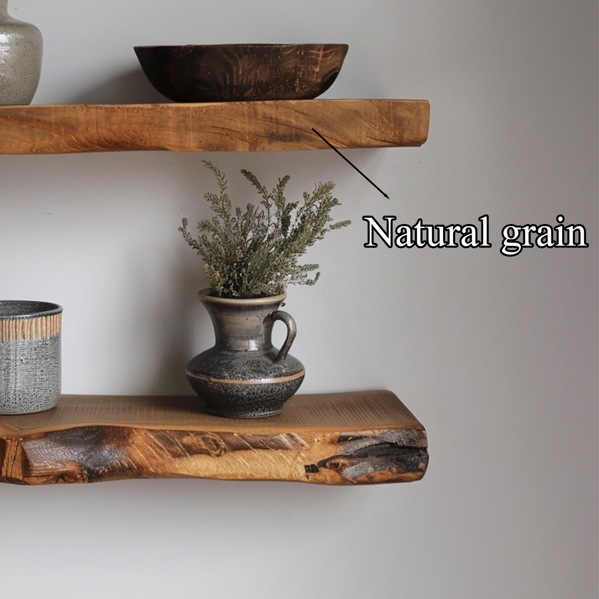 Solid Wood Floating Wall Shelf SINLFL030