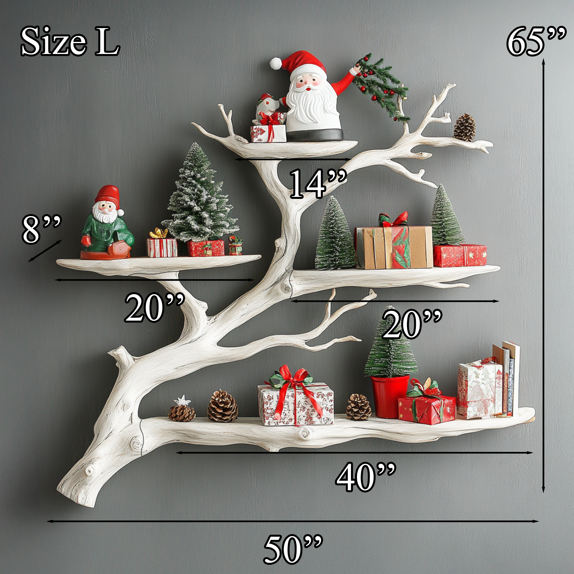 Driftwood Wall Mounted Shelf Bookcase Decor Living Room SINLTBS018