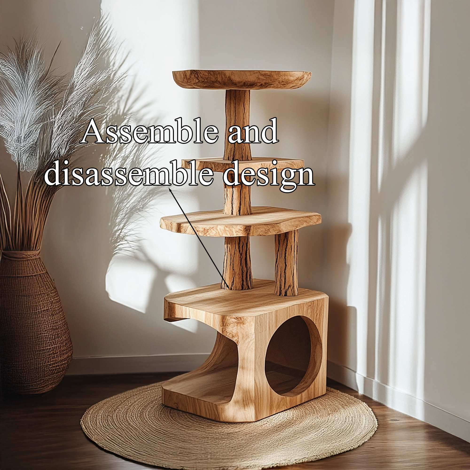 Handcrafted Cat Play Space Rustic Style Custom Size Decor Home Gift SINLTT019