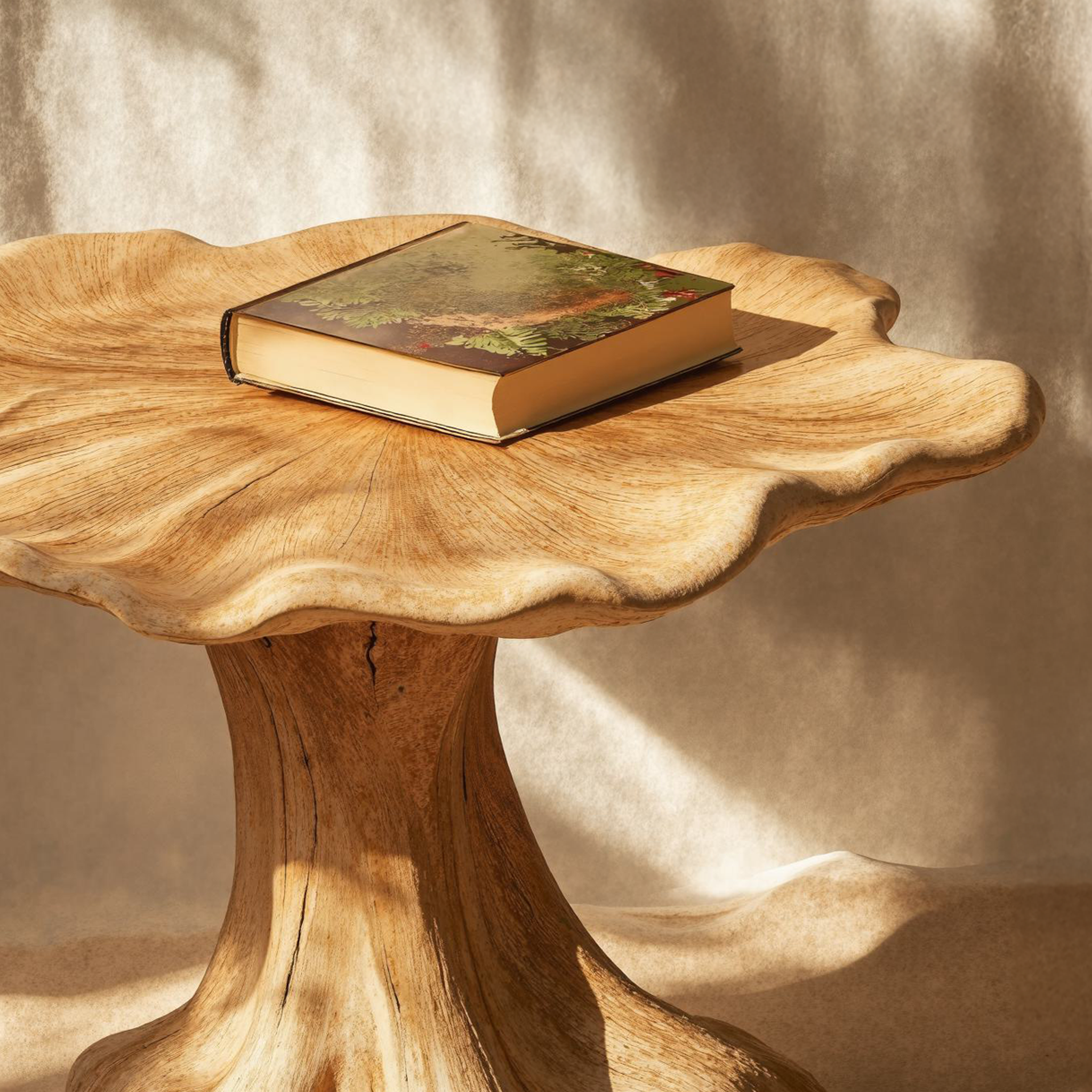 Minimalist Wood Mushroom End Table For Bedroom Clean Lines SILDTEN106