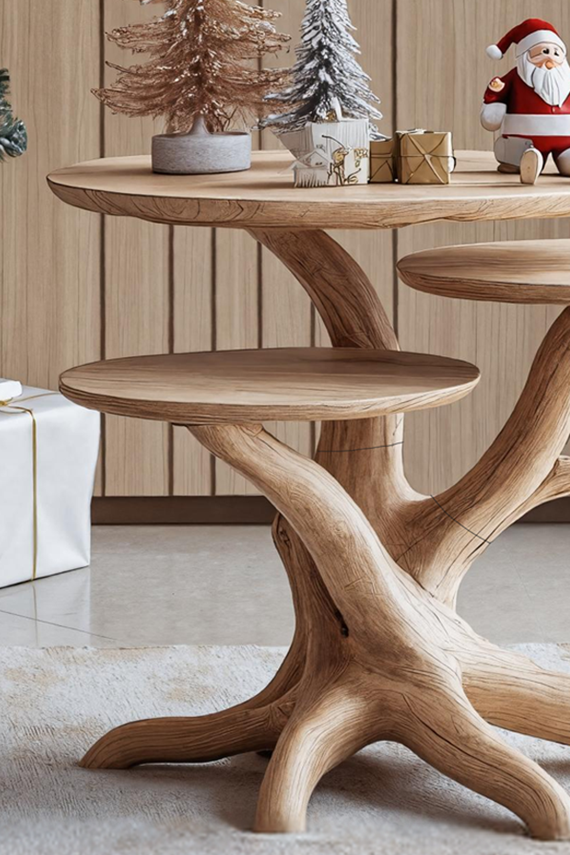 Handcrafted Wooden End Table For Furniture Decor Christmas Look SILDTTRENC007