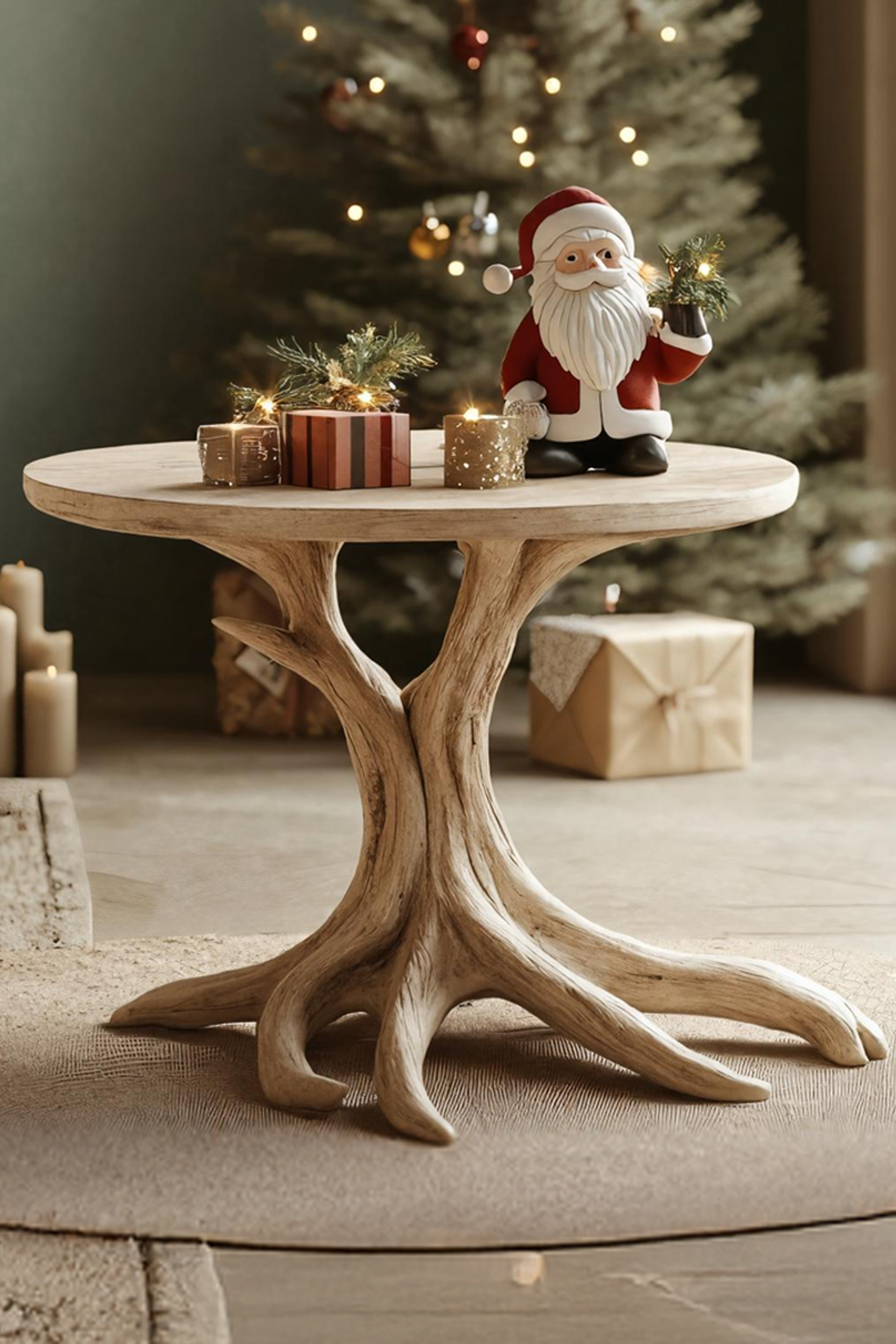 Rustic Round End Table For Entryway Design Christmas Furniture Decor SILDTTRENC012
