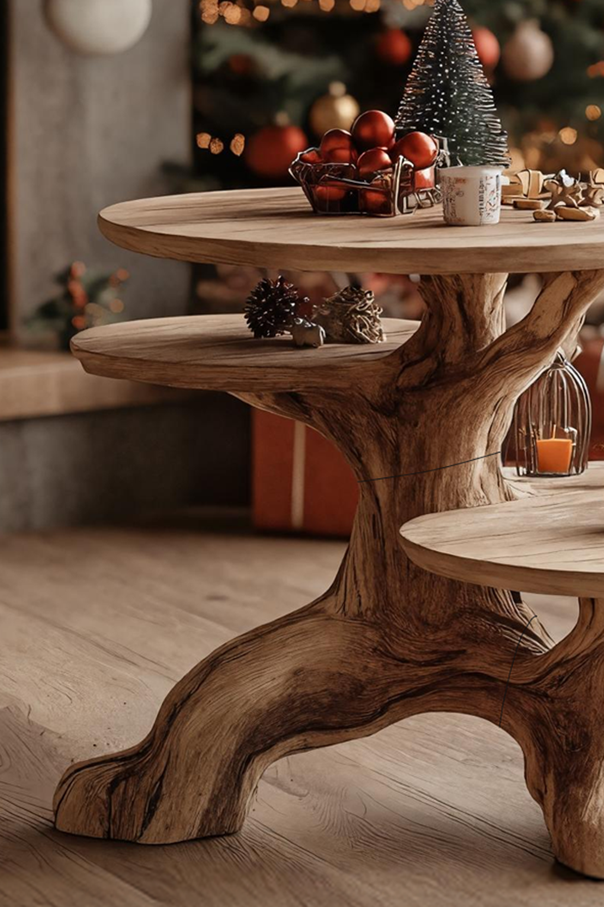 Mid Century Solid Wood End Table For Living Room Winter Holiday Style SILDTTRENC005