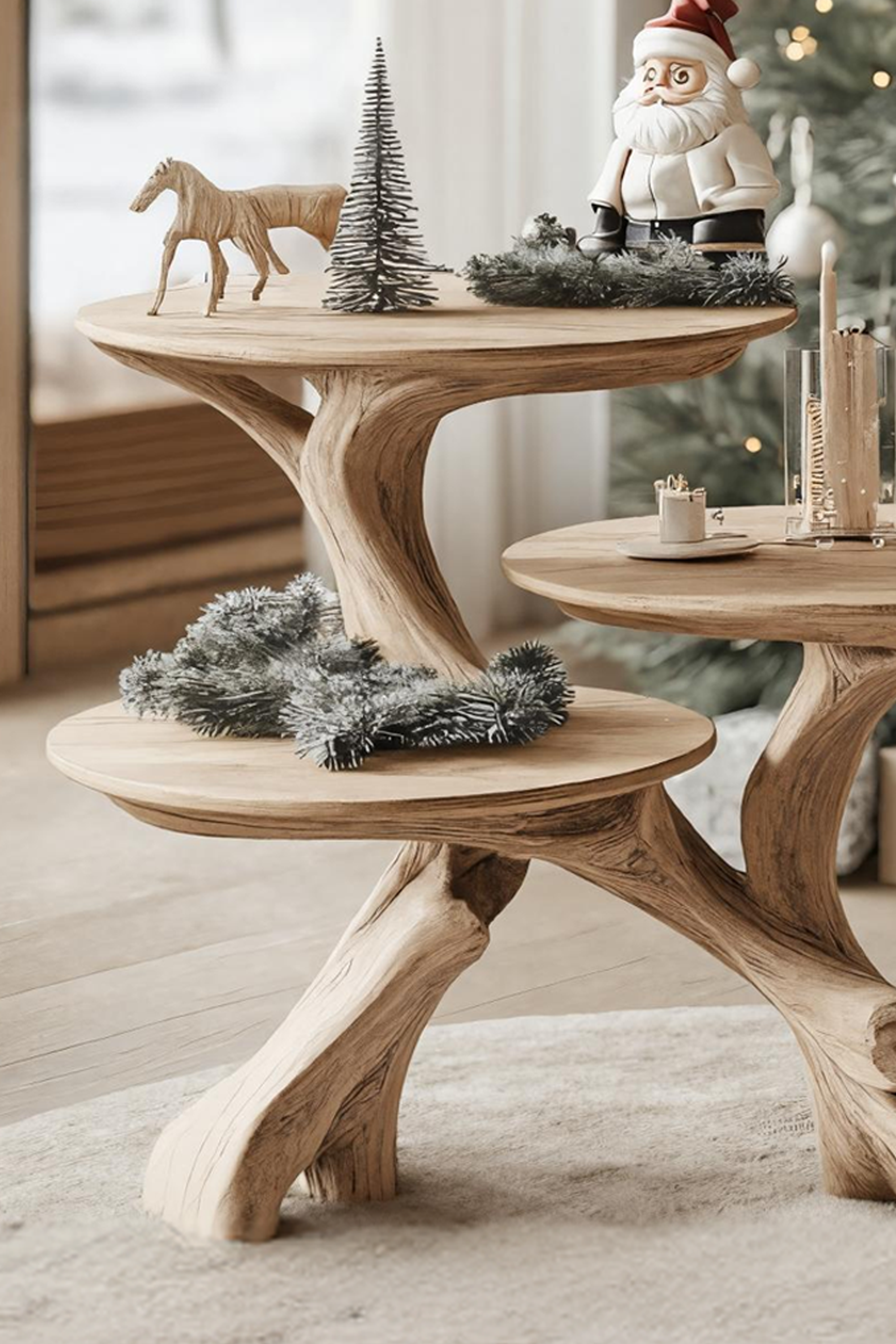 Rustic Wooden End Table For Furniture Decor Winter Holiday Style SILDTTRENC016