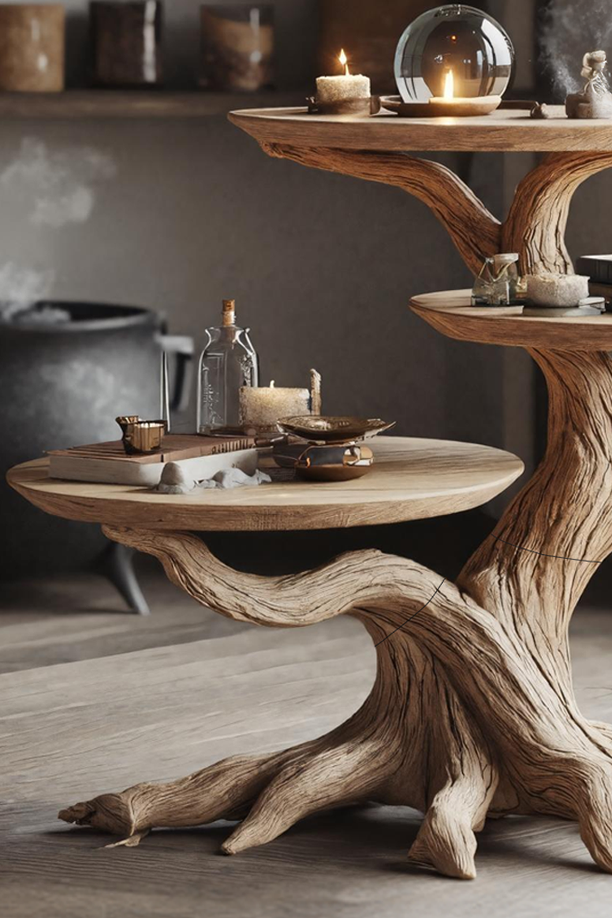 Farmhouse Round End Table For Living Room Decor Haunted Home Accent SILDTTRHEN006