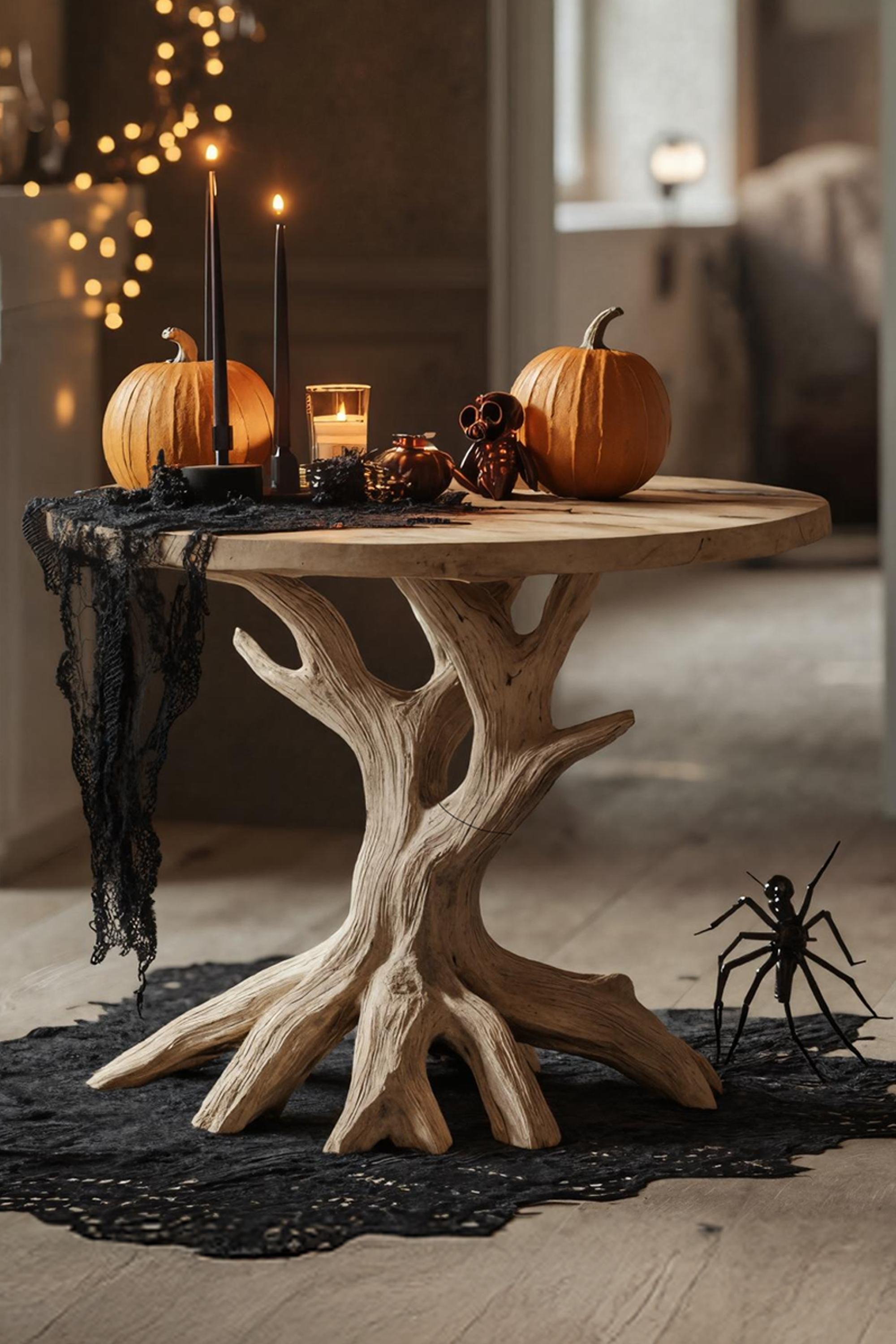 Handcrafted Round End Table For Living Room Gothic Fall Furniture Decor SILDTTRHEN003
