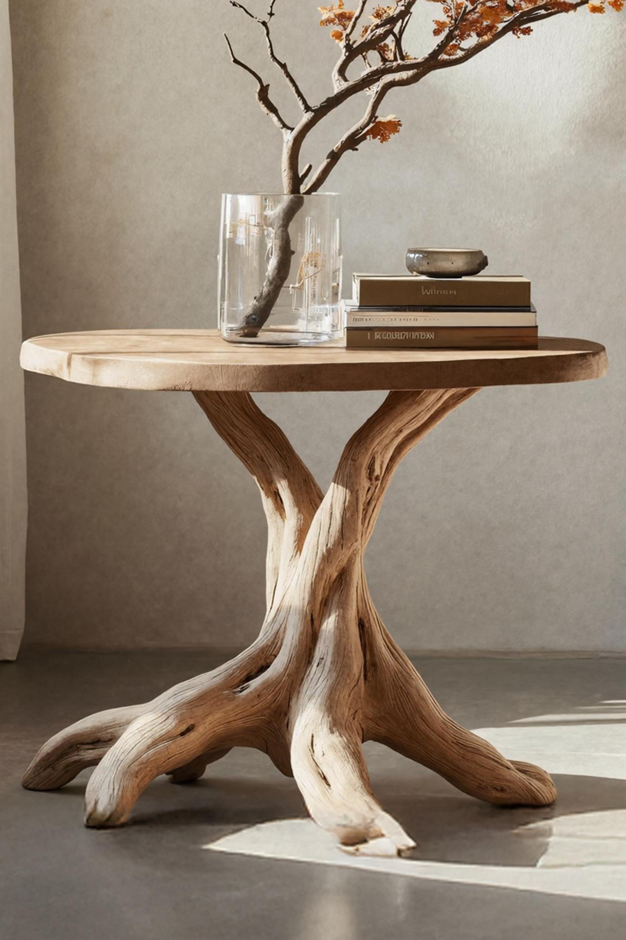 Handcrafted Solid Wood End Table For Living Room Modern Wall Display SILDTTREN011