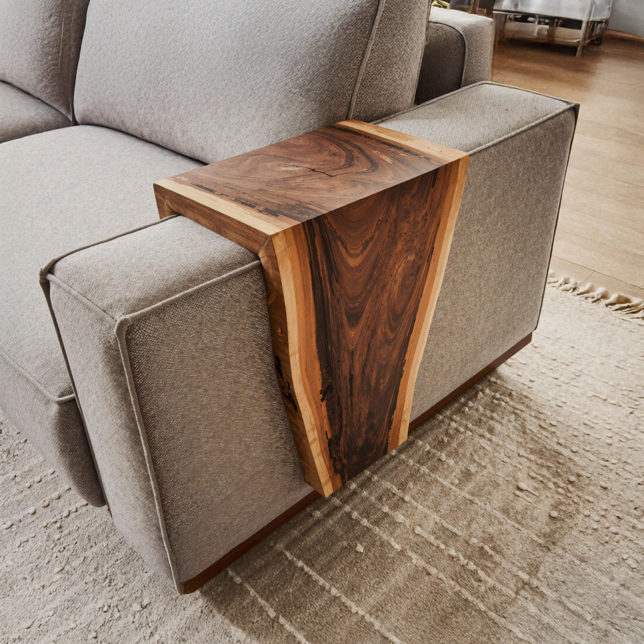 Rustic Handcrafted Armrest Table For Sofa Storage And Decor SILDTAR010