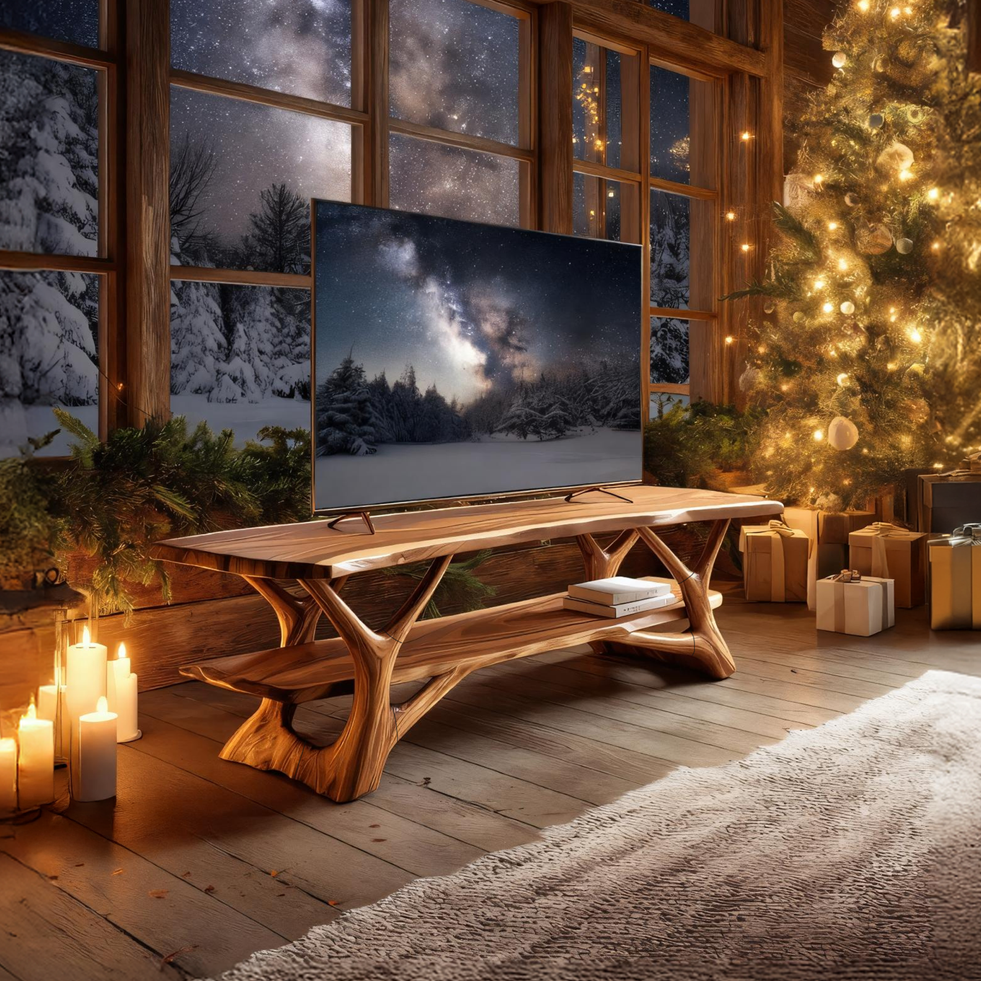 Mid Century Solid Wood TV Console For Christmas Entryway Design SILDTTRCTV013