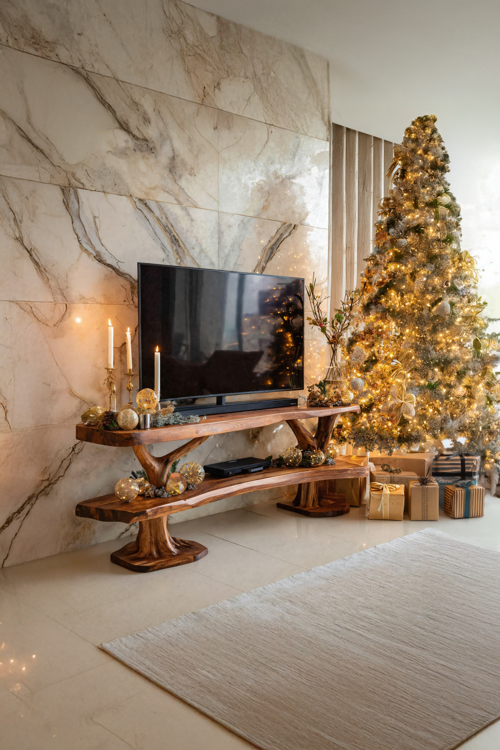 Modern Wooden Live Edge TV Console For Winter Interior Design SILDTTRCTV040