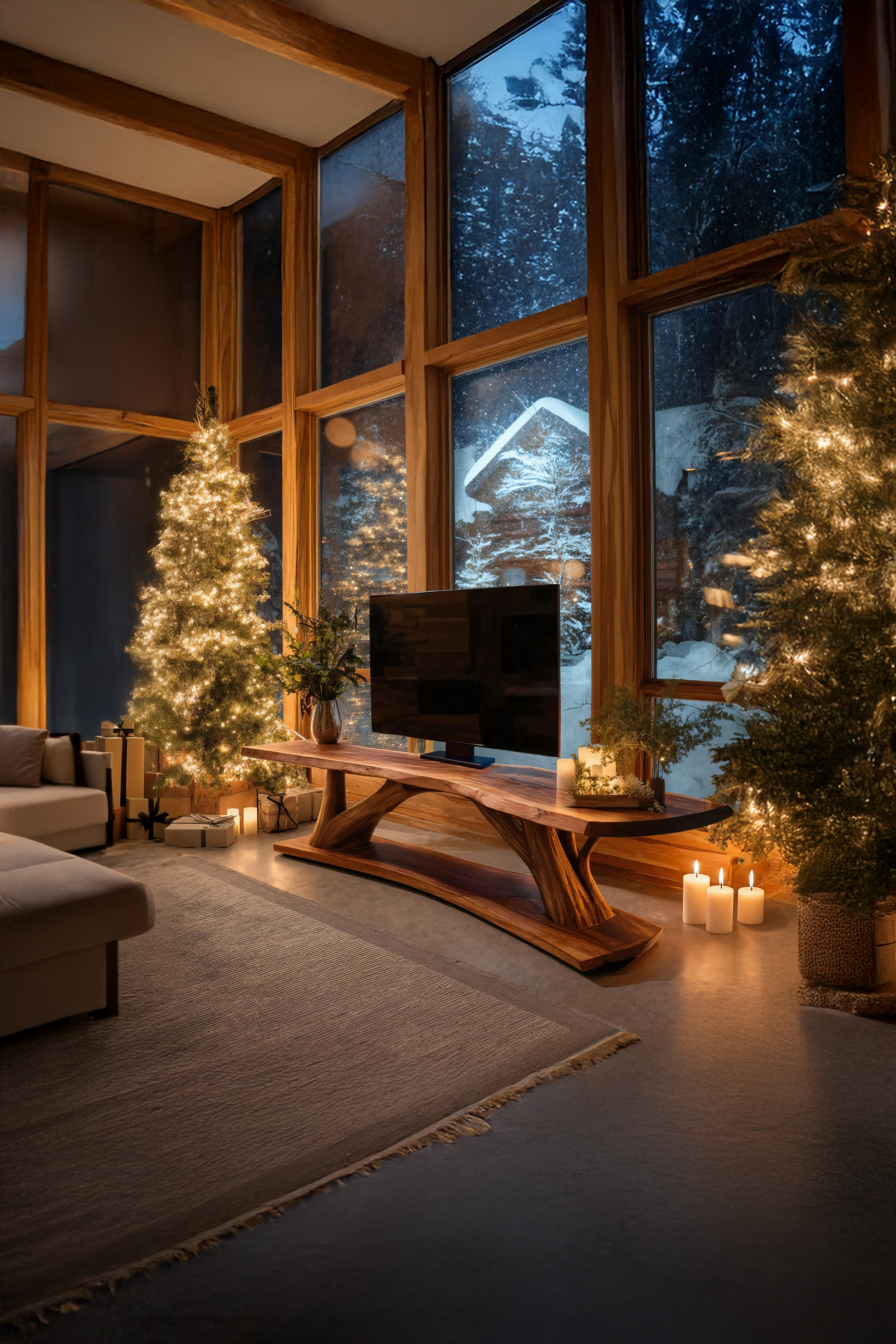 Mid Century Wooden Live Edge TV Console For Holiday Home Decor SILDTTRCTV045