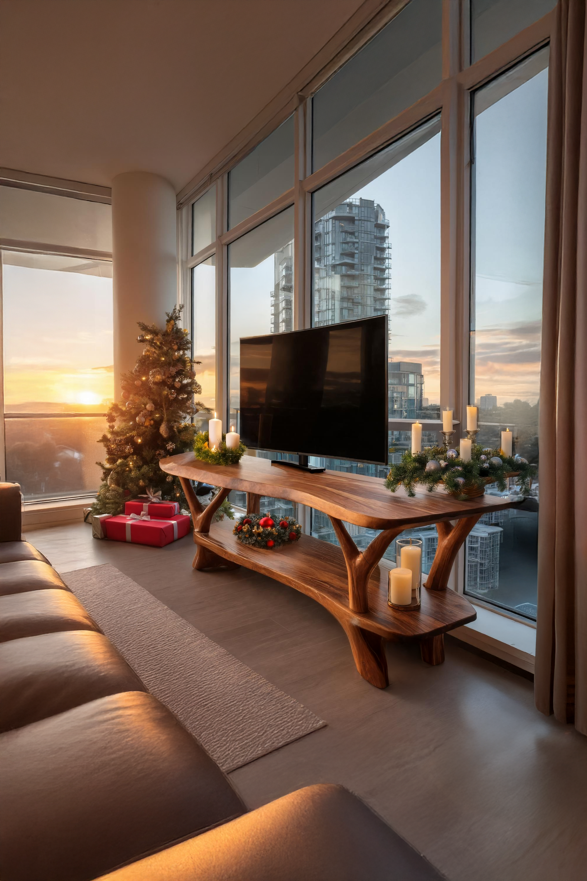 Mid Century Solid Wood TV Console For Holiday Entryway Decor SILDTTRCTV033