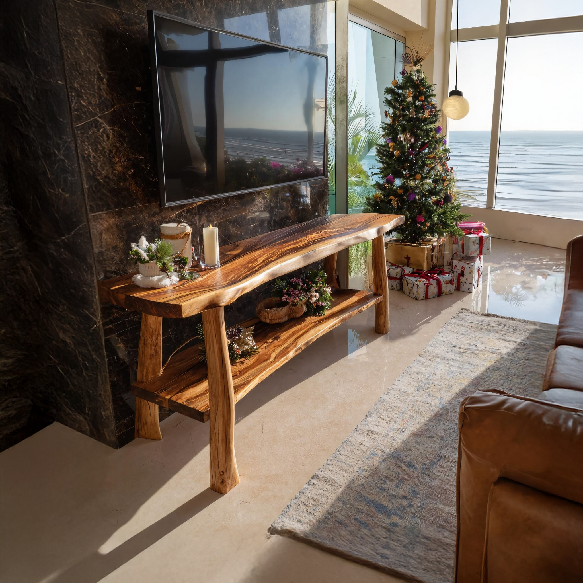 Mid Century Wooden Live Edge TV Console For Winter Furniture SILDTTRCTV029