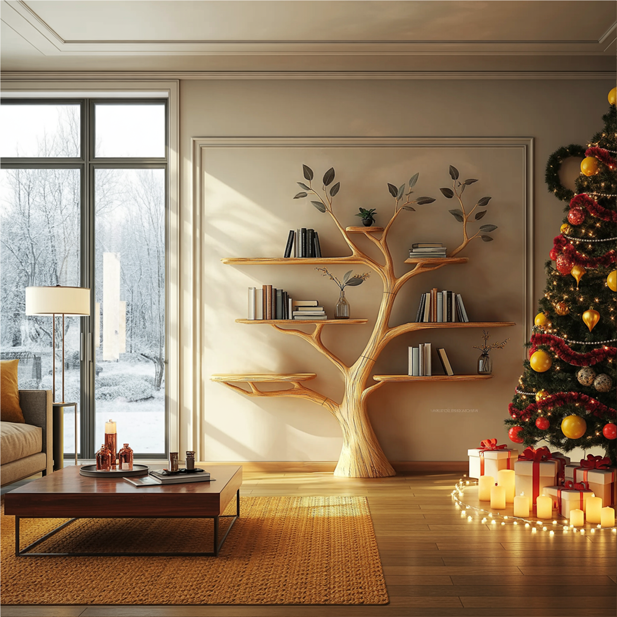 Rustic Tree Wall Shelf Christmas Decoration Bedroom SINLKITB580