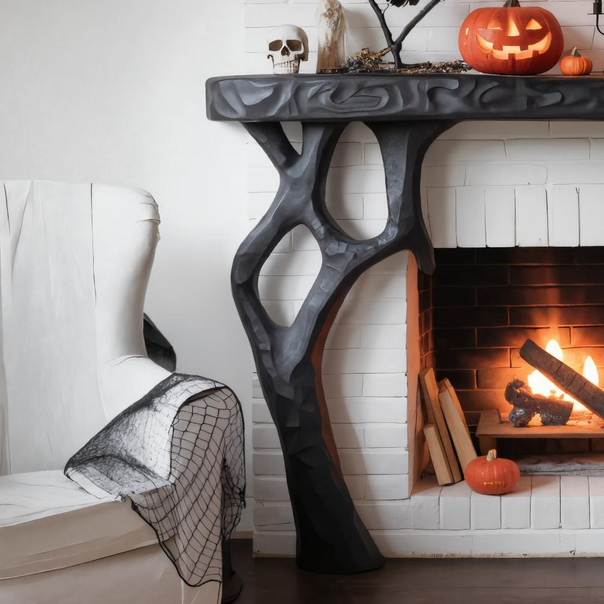 Gothic Halloween Fireplace Mantel With Branch Leg Design For Living Room SITHTTHW002
