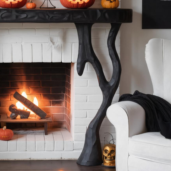Gothic Halloween Fireplace Mantel With Branch Leg Design For Living Room SITHTTHW002