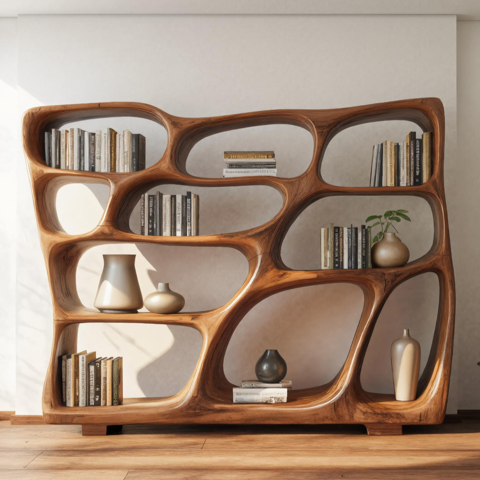 Modern Bookshelf With Sculptural Open Design For Living Room SITHTTBS029