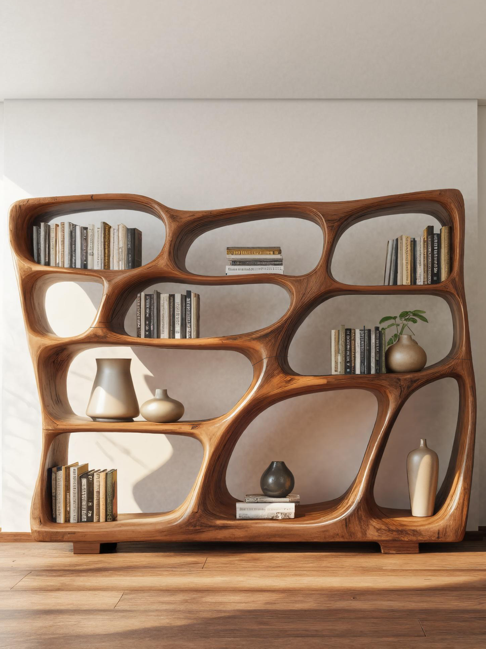 Modern Bookshelf With Sculptural Open Design For Living Room SITHTTBS029