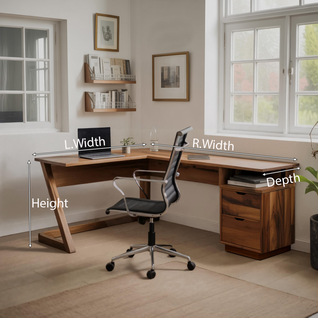 Modern L Shaped Desk With Drawers For Home Office Or Corner Workspace SITHHNDE031