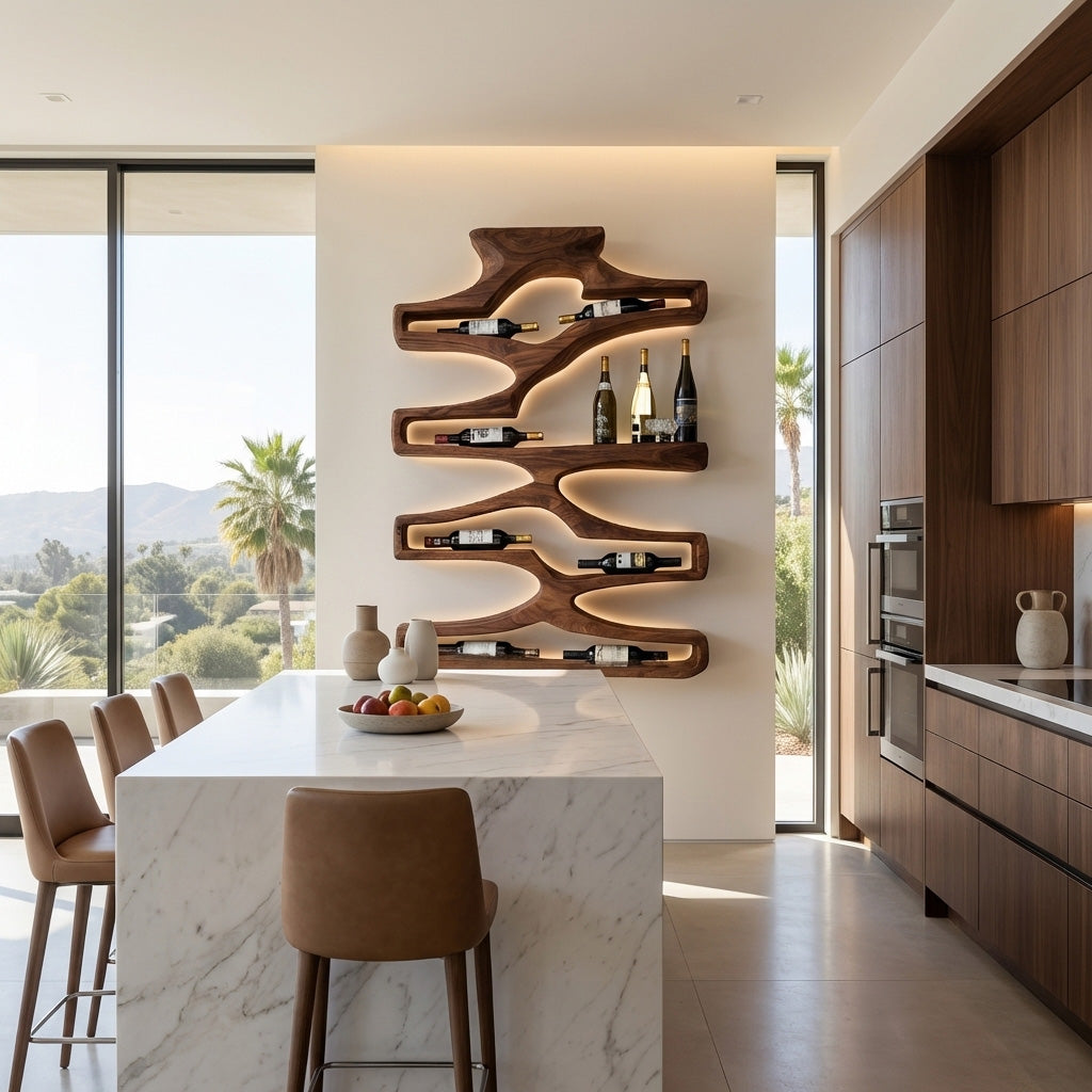 Contemporary Wall Wine Storage Natural Wood For Dining Room RTTHHNWH002