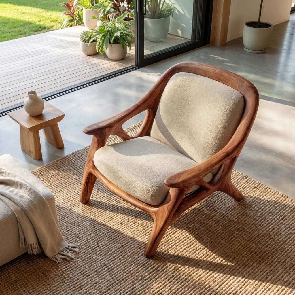 Handcrafted Wooden Accent Chair For Living Room RTTHHNCHR111