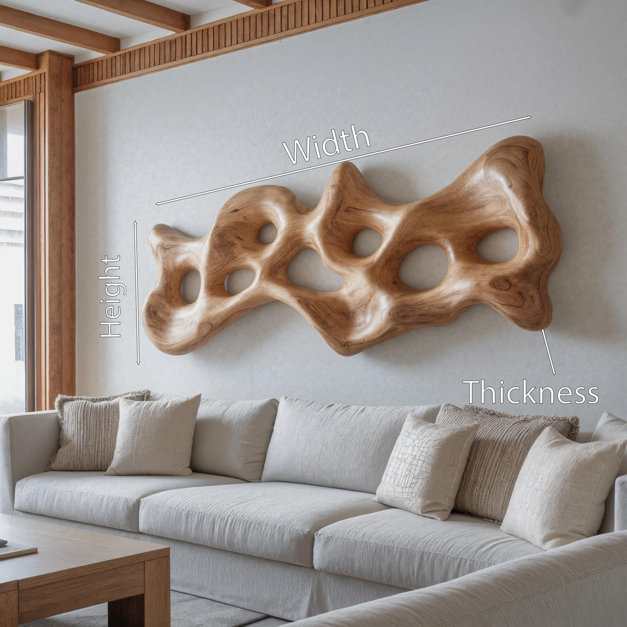Organic Wall Art Sculpture With Carved Design For Living Room SITHHNWA012