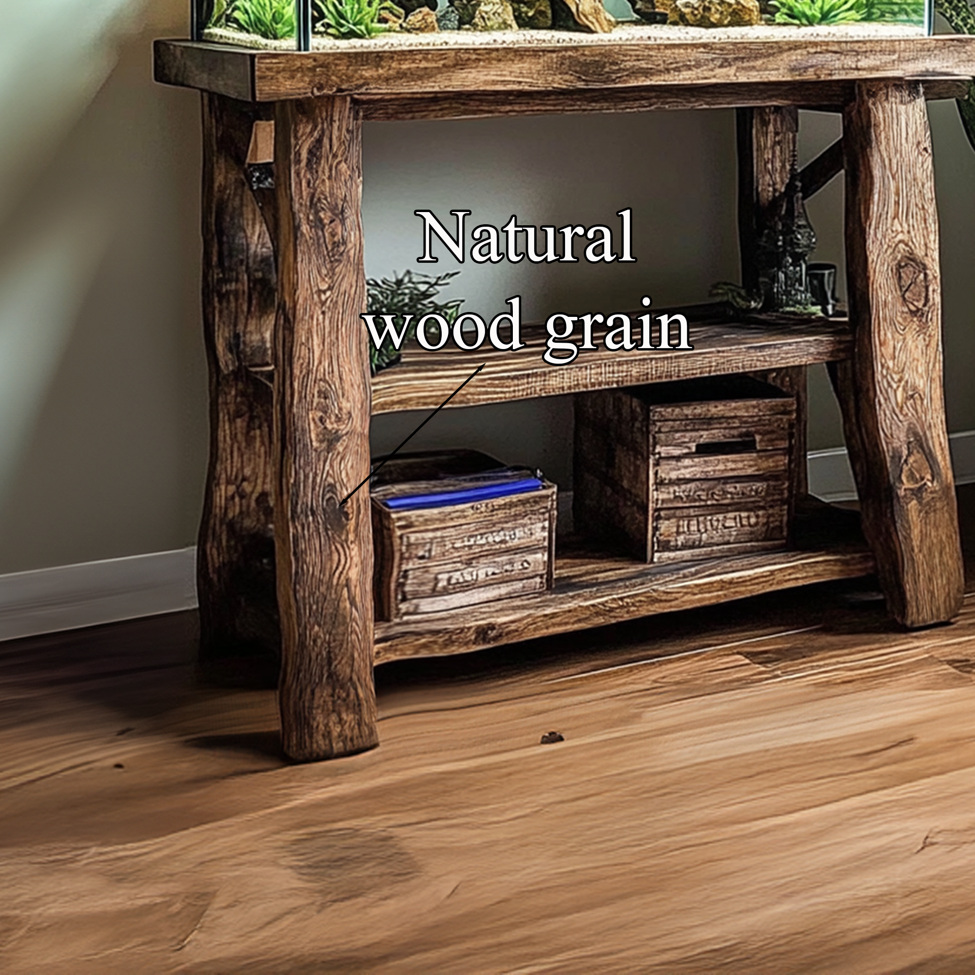 Rustic Fish Tank Live Edge Aquarium Decor Home Gift SINLWT001