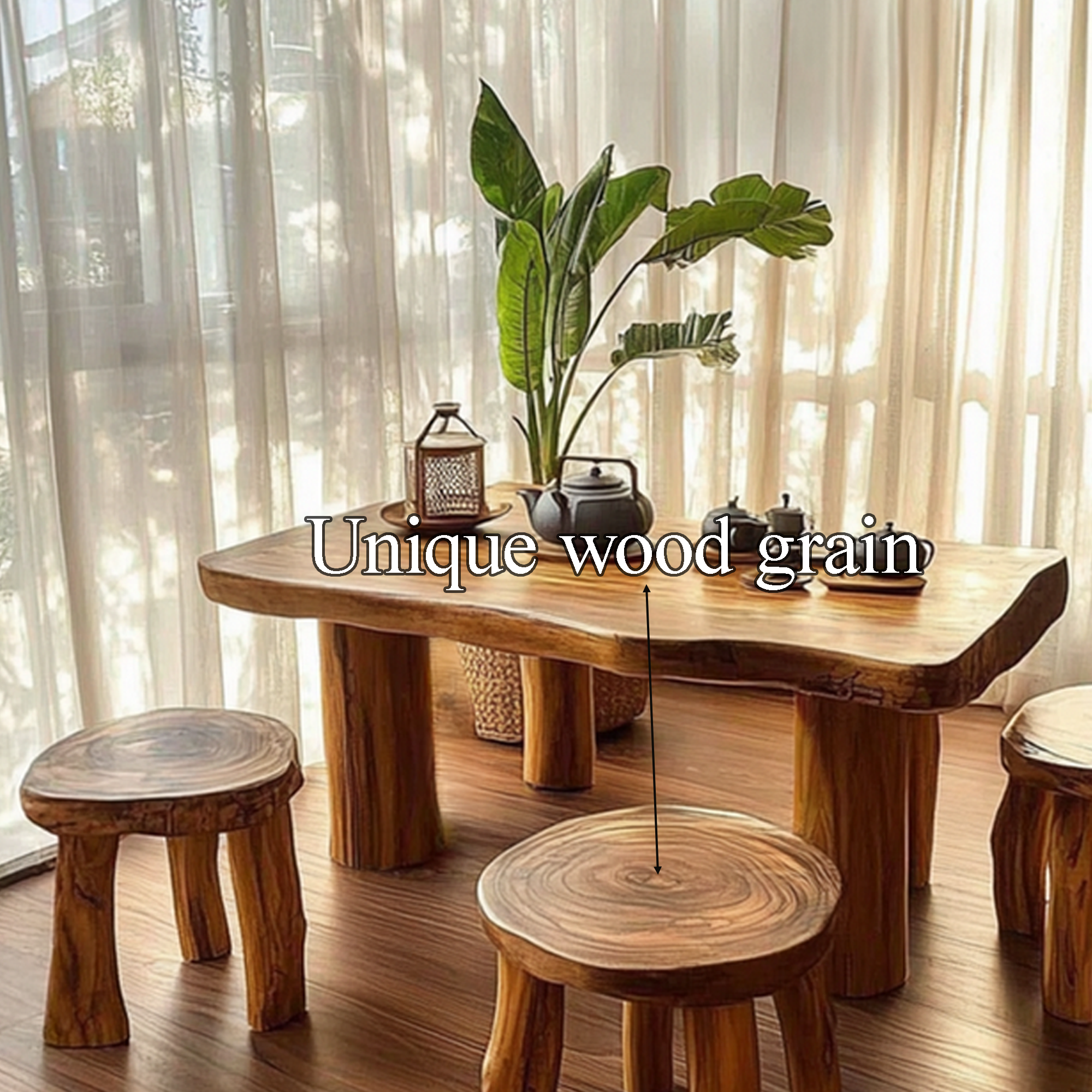 Rustic Table and Chair Sets Natural Colors Decor Room Gift SINLDT012