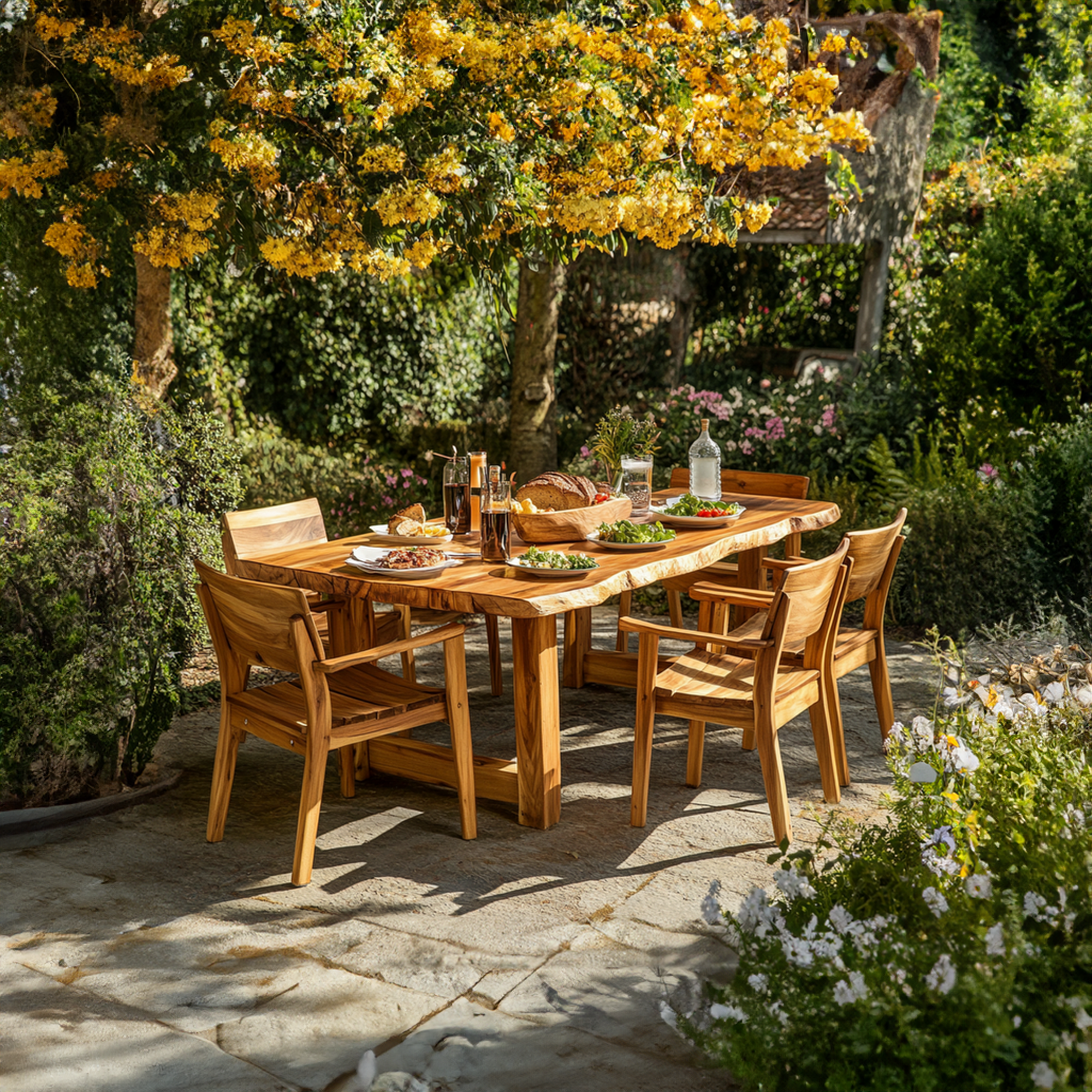 Garden Table and Chair Set Handmade Decor Garden Gift SINLDT014