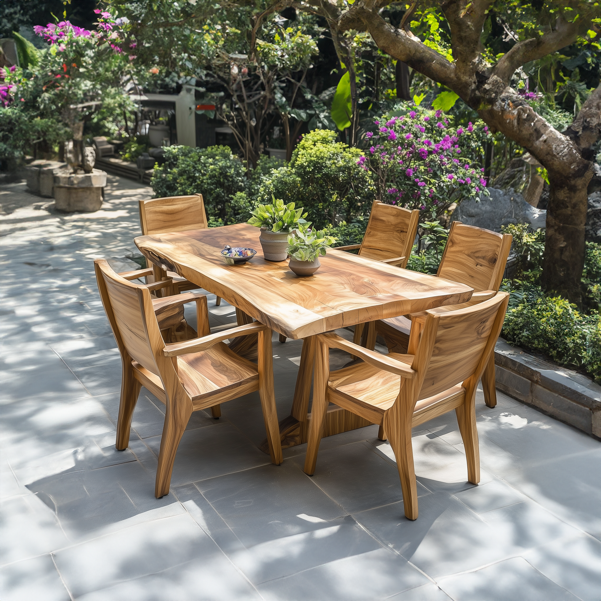 Family Dining Set Garden Dining Table Handcrafted Decor Garden Gift SINLDT016