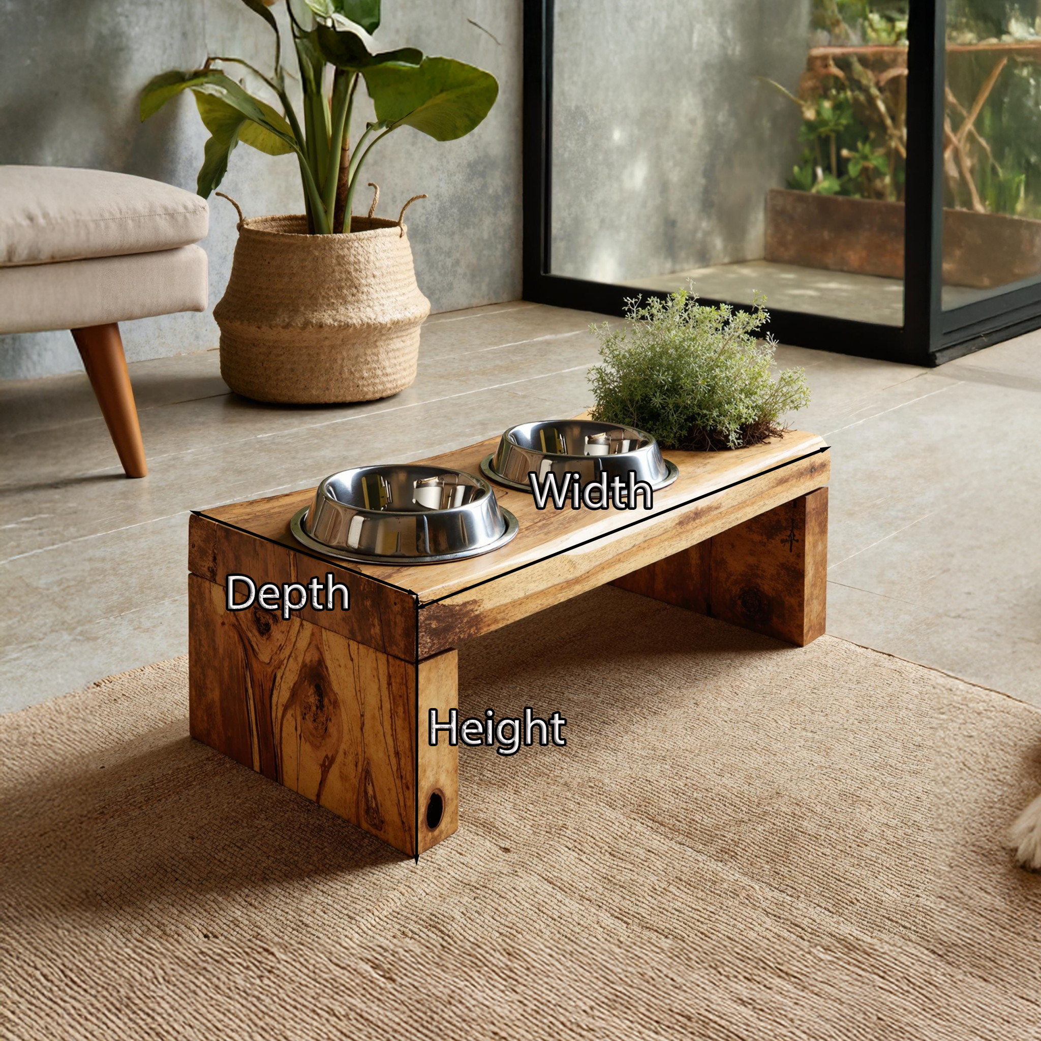 Mid Century Dog Bowl Stand Modern Pet Home SILDTDBS004