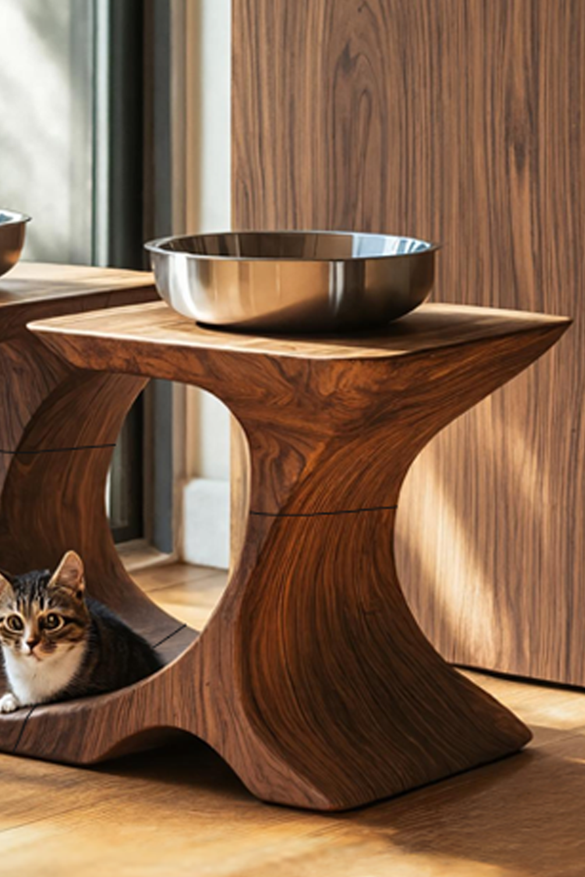Mid Century Pet Feeding Stand For Stylish Dog Decor SILDTTNDBS002