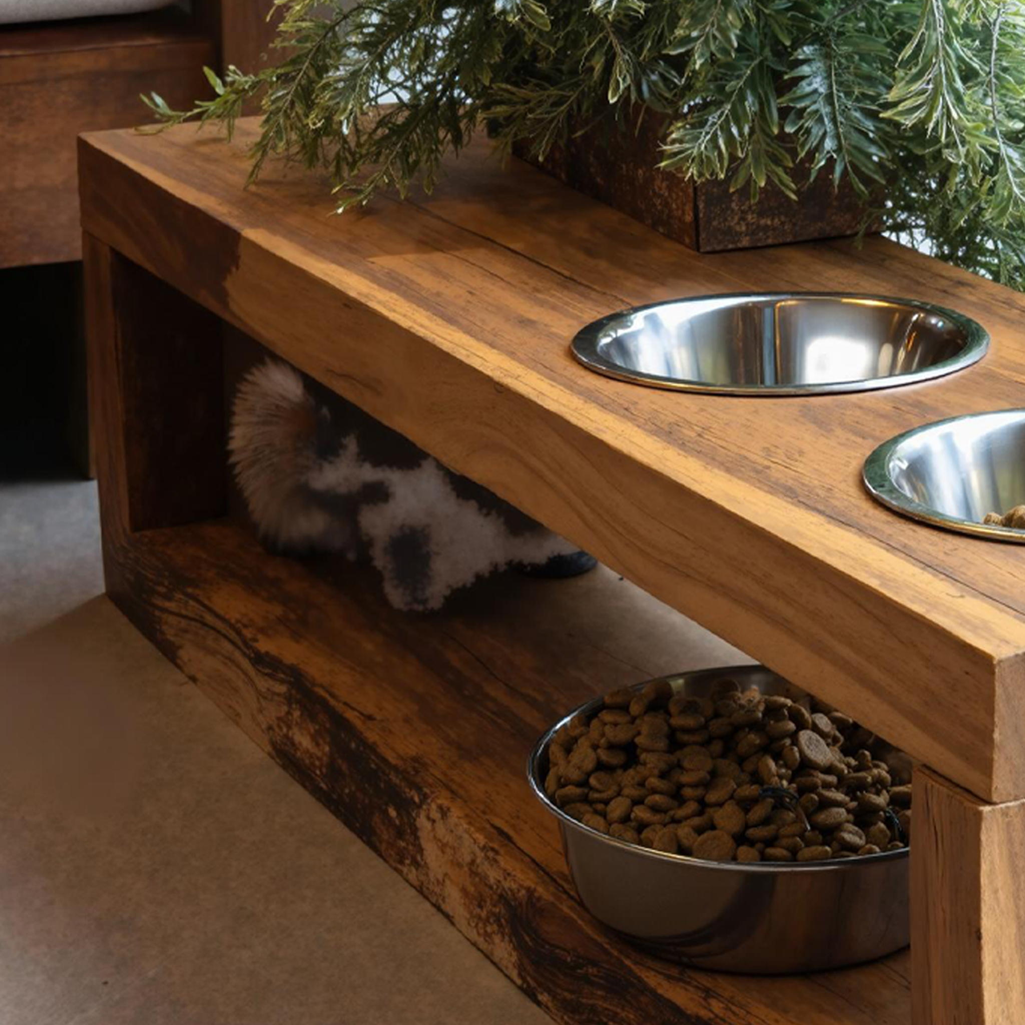 Handcrafted Pet Bowl Holder Elevated Feeding SILDTDBS006