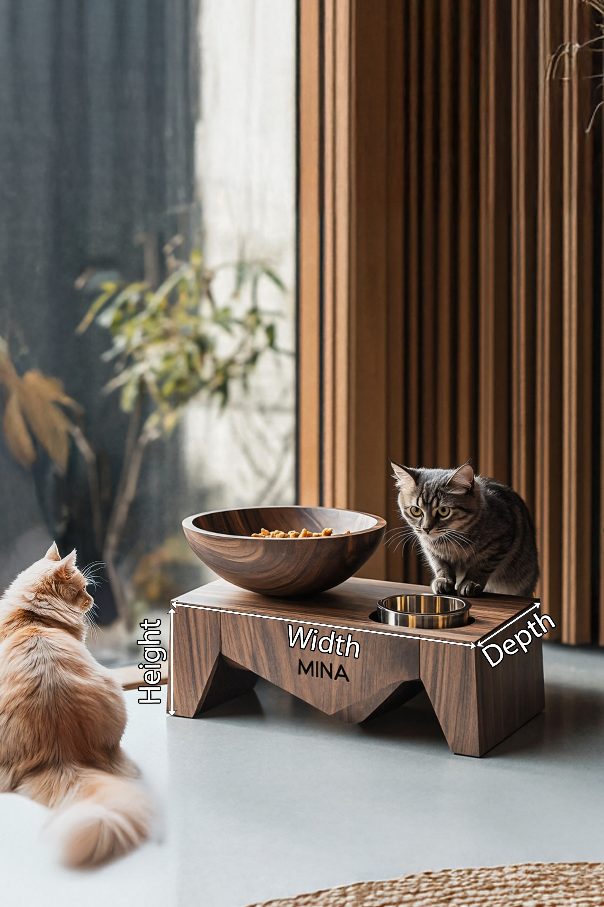 Mid Century Feeding Stand For Dog Food Station SILDTTNDBS006