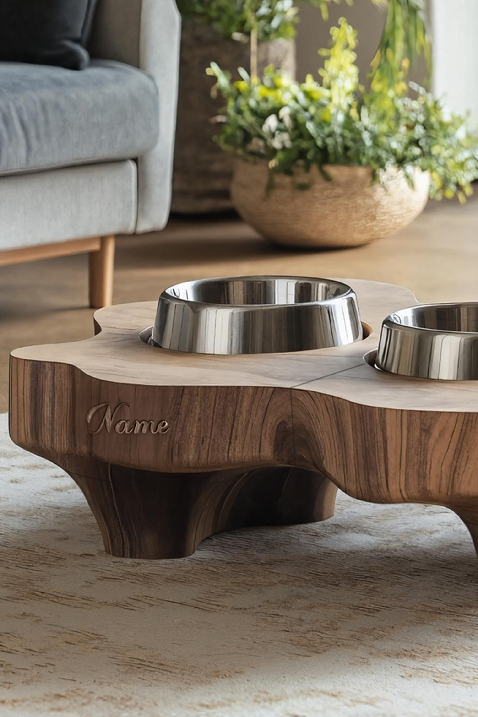 Rustic Elevated Dog Bowl Holder For Kitchen Decor SILDTTRDBS021