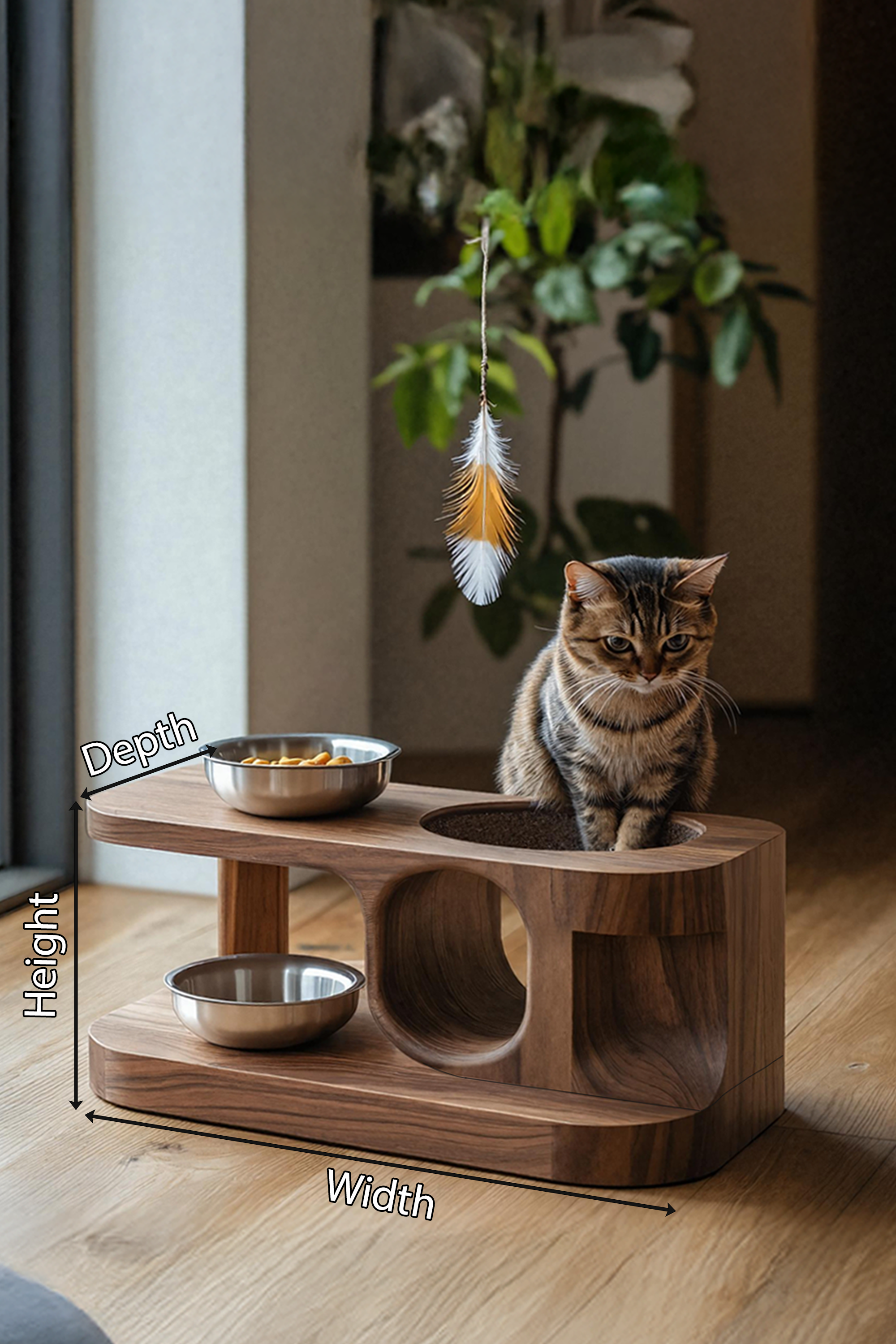 Rustic Style Dog Food Bowl Stand For Kitchen Decor SILDTTNDBS008